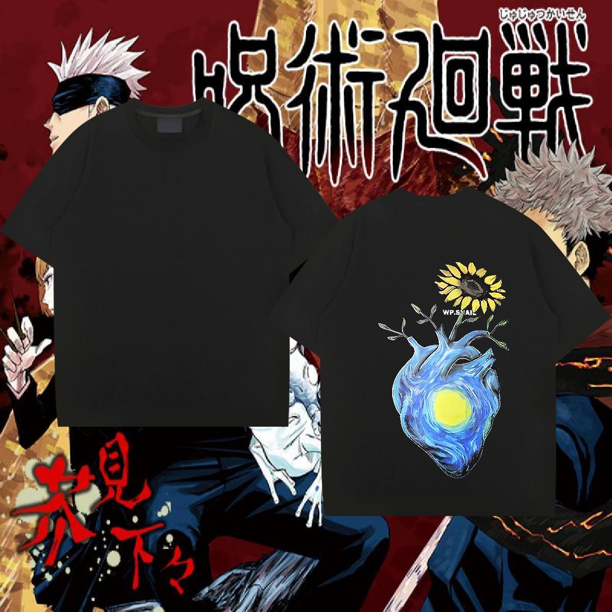 Fashion Casual T Shirts Men 230g 100% Cotton flower Home Outdoor Clothes Breathable Crew Neck Brand Men Tops Tees Custom Cartoon