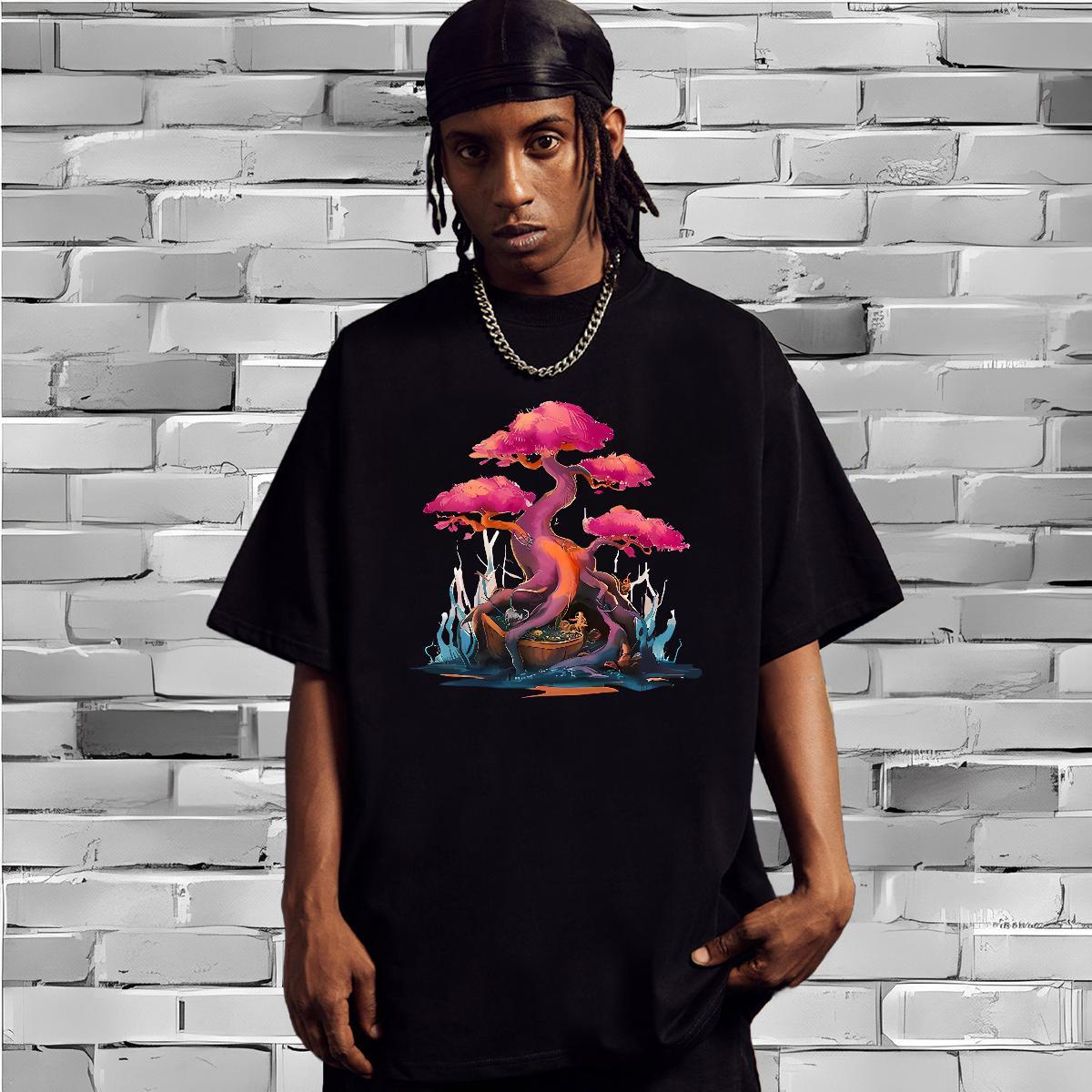 T Shirts Men 230g Pure Cotton tree Street Casual Breathable Soft Oversized Tshirt for Man Woman Fashion Design Classic Tees