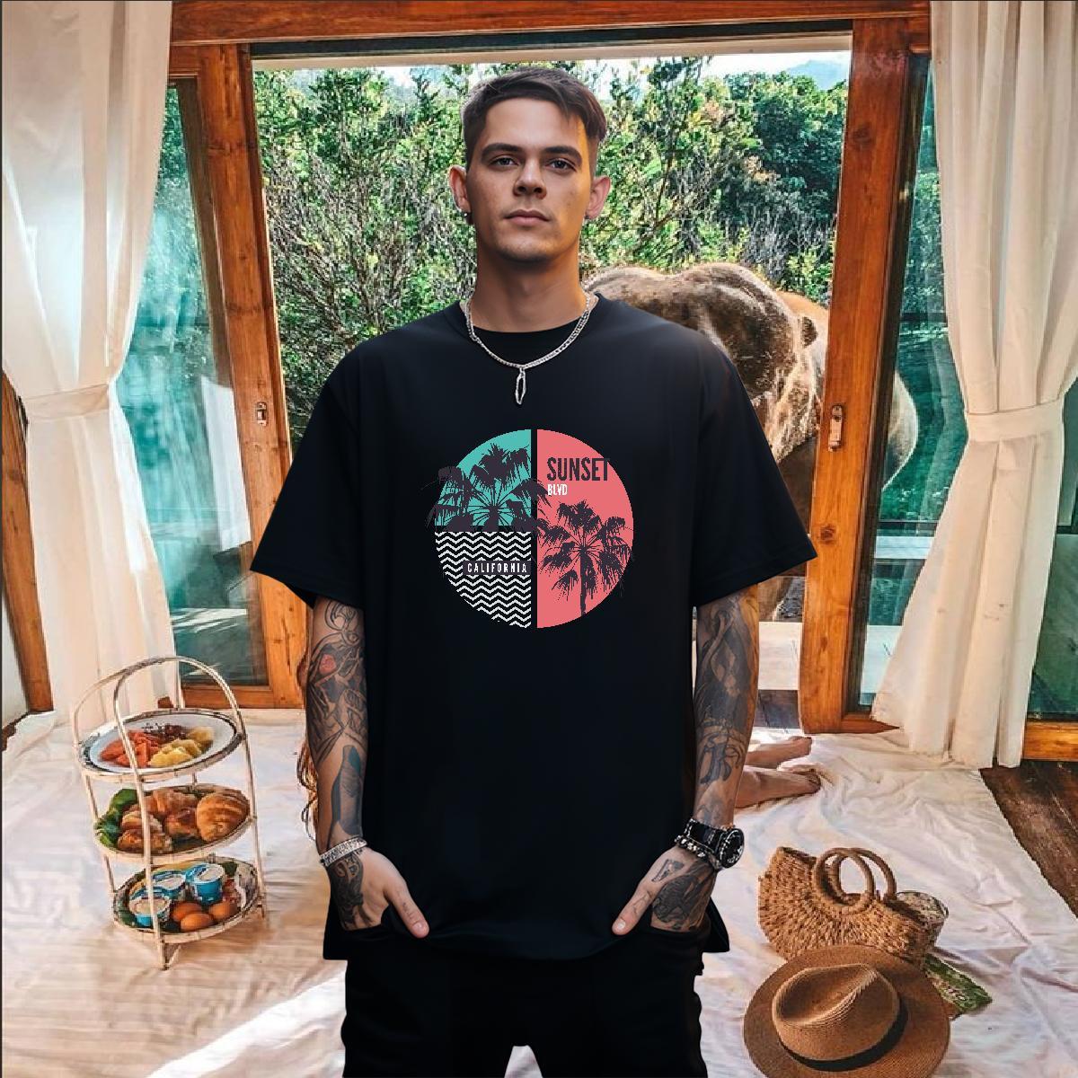 Customized T Shirts Men 230g Cotton tree Daily Wear Tops Tees Breathable Short Sleeve Brand Men Tees Skull