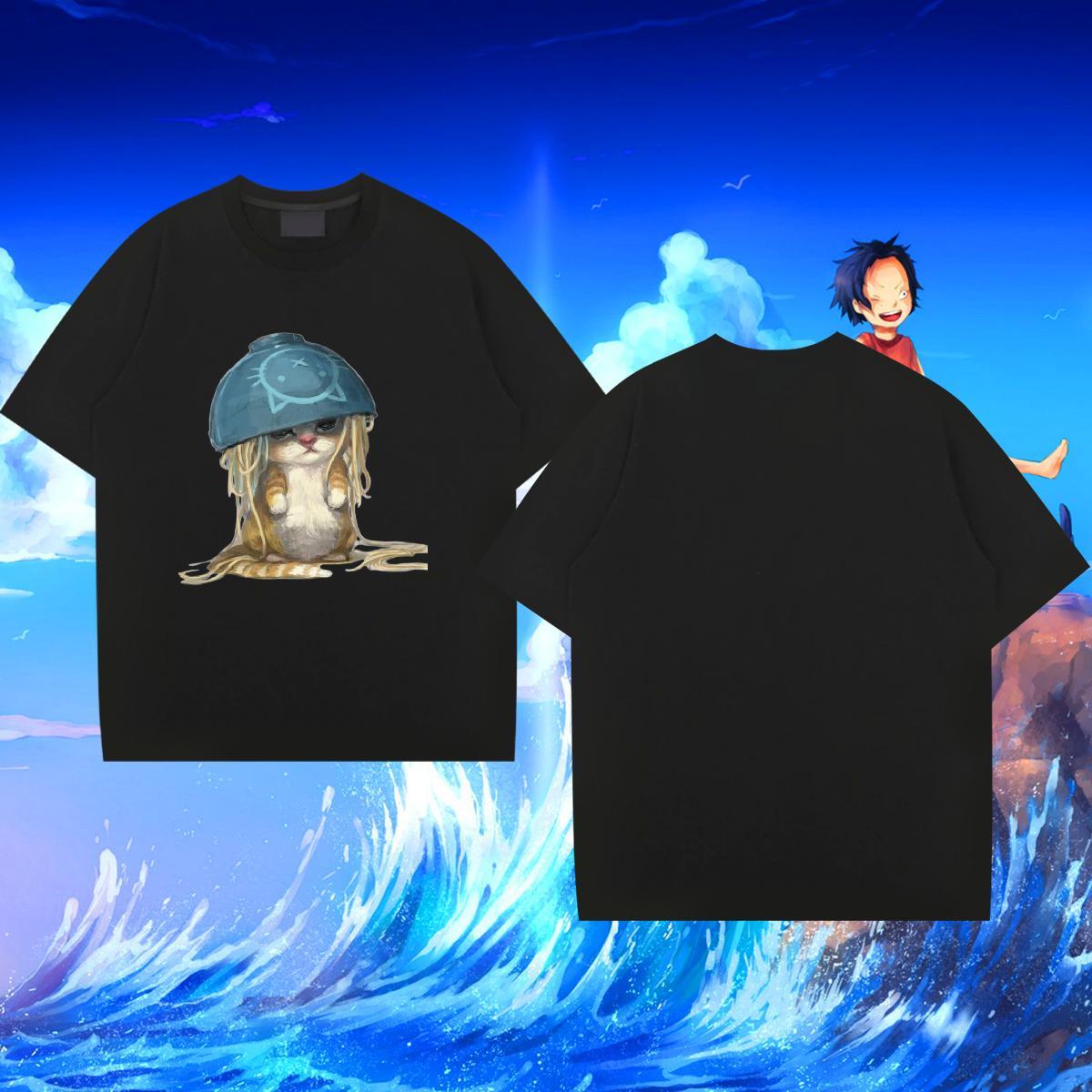 Wholesale Mens T Shirts 230g 100% Cotton cat Outdoor Tops Shirt Pure Cotton Popular Tshirt for Man Woman Plus Size Cartoon