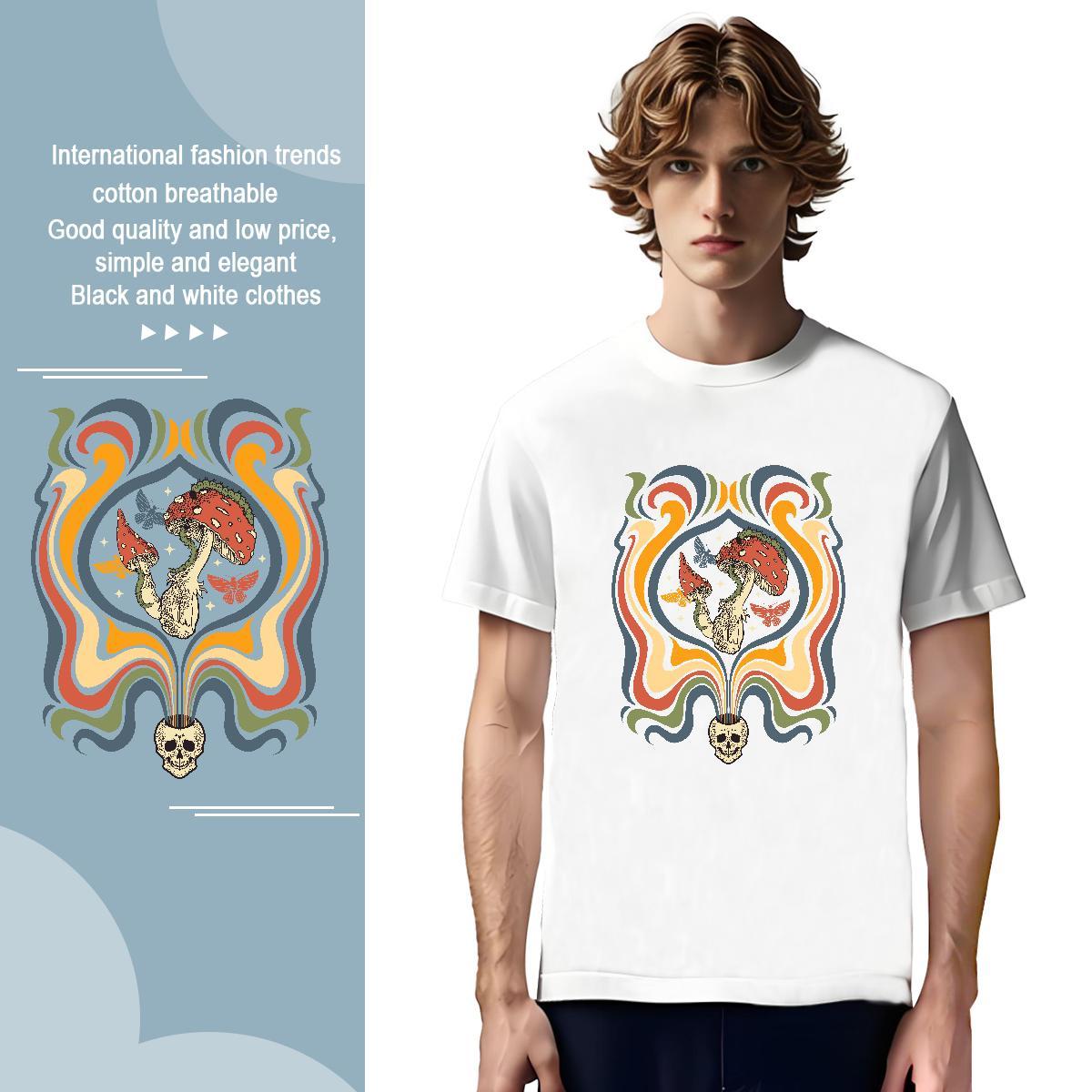 T-Shirts 230g Cotton mushroom Sports Casual O-Neck Short Sleeve DIY Men Tshirts 2024 Designer Wholesale Clothings