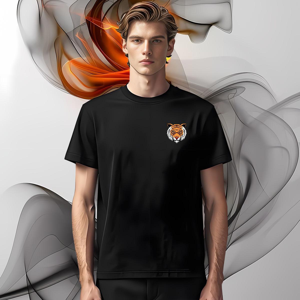 T Shirts Men 230g 100% Cotton tiger Casual Daily Wear Pure Cotton Asian Size Couples T Shirts Classic Designer Tops Tees