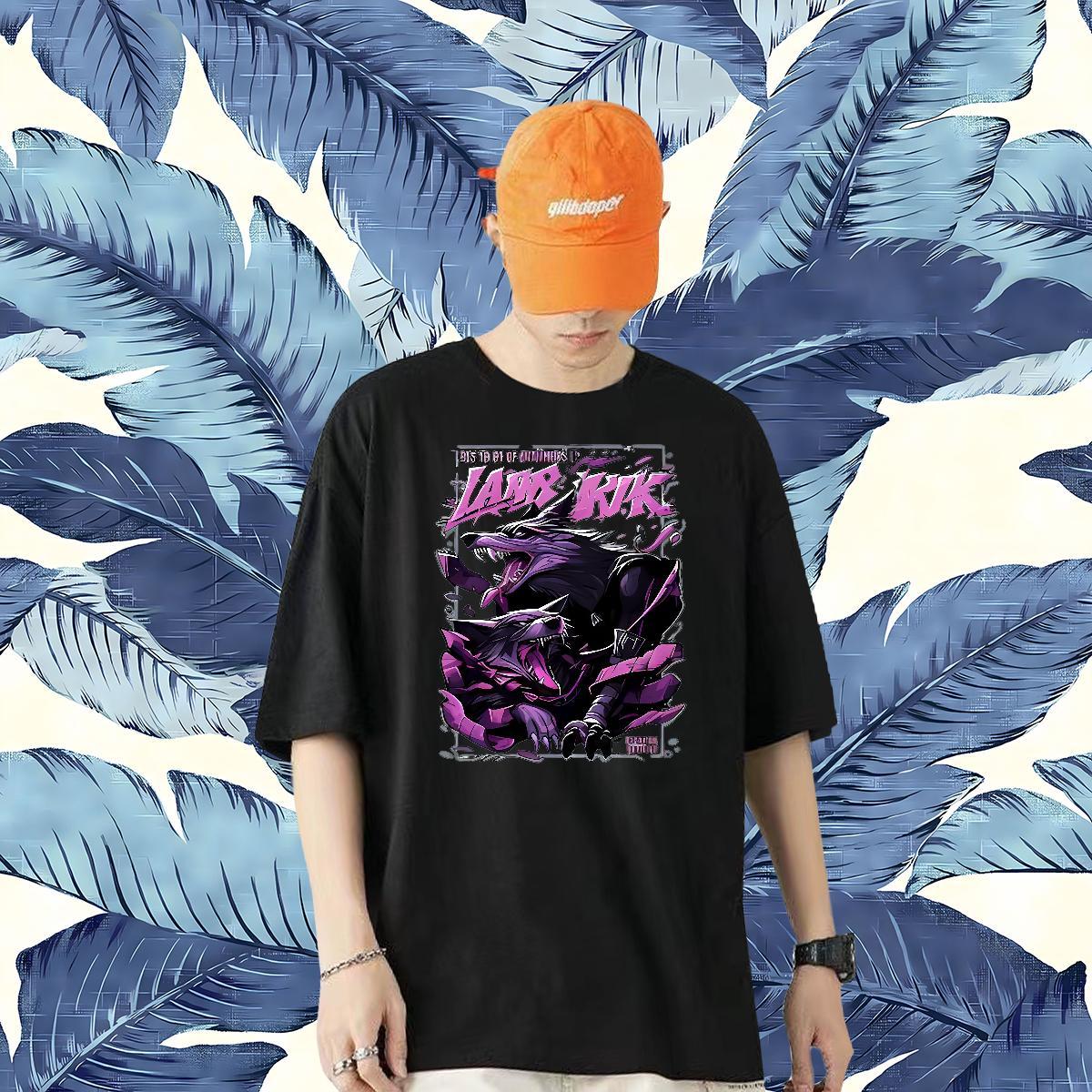 DIY Mens T Shirts 230g Pure Cotton wolf Casual Daily Wear Tshirts Crew Neck Breathable Unisex Men Clothes T-Shirt Graphic