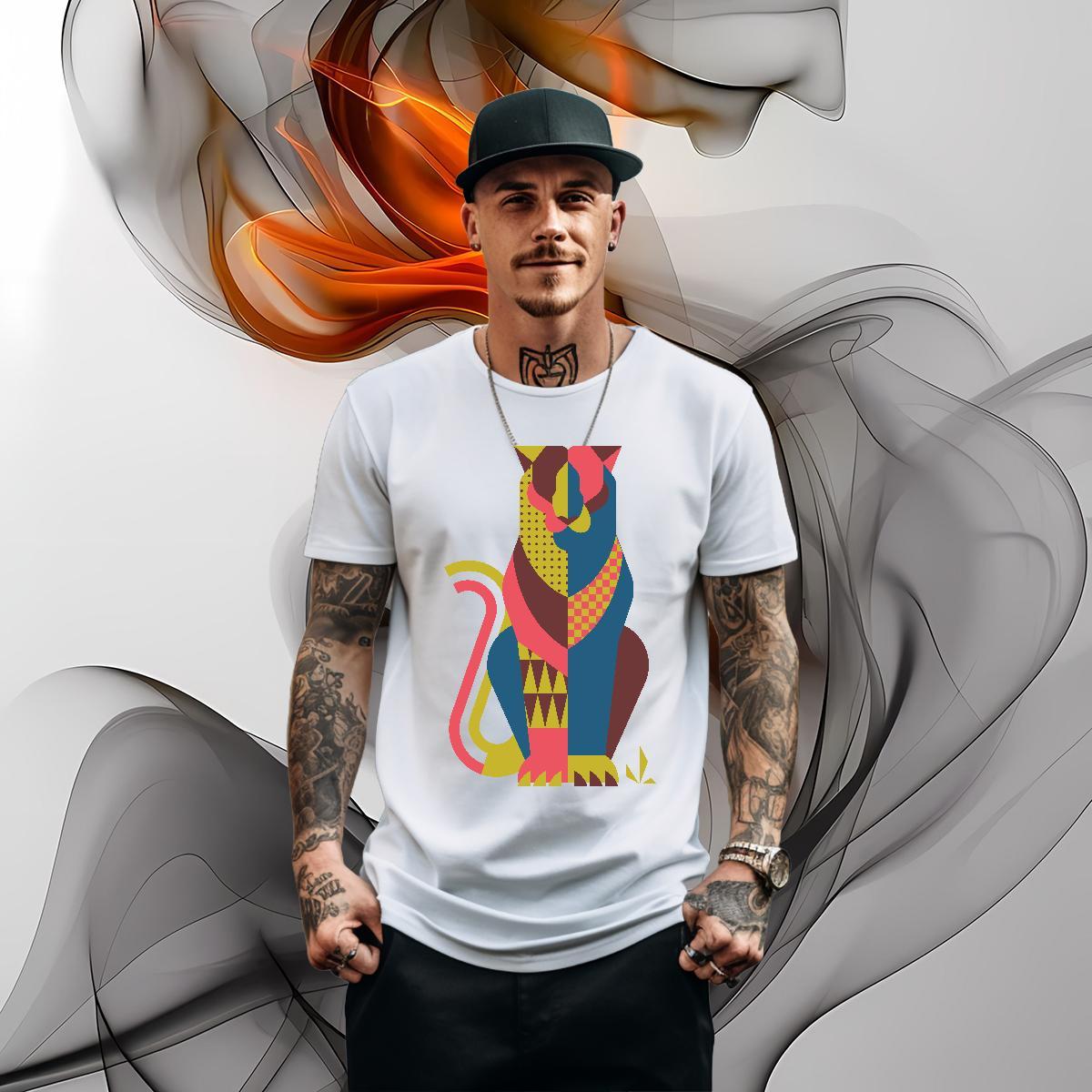 Free Shipping T-Shirts for Men 230g 100% Cotton cat Casual Daily Wear Clothings Breathable Crew Neck Loose Tshirt for Man Woman Custom Printed