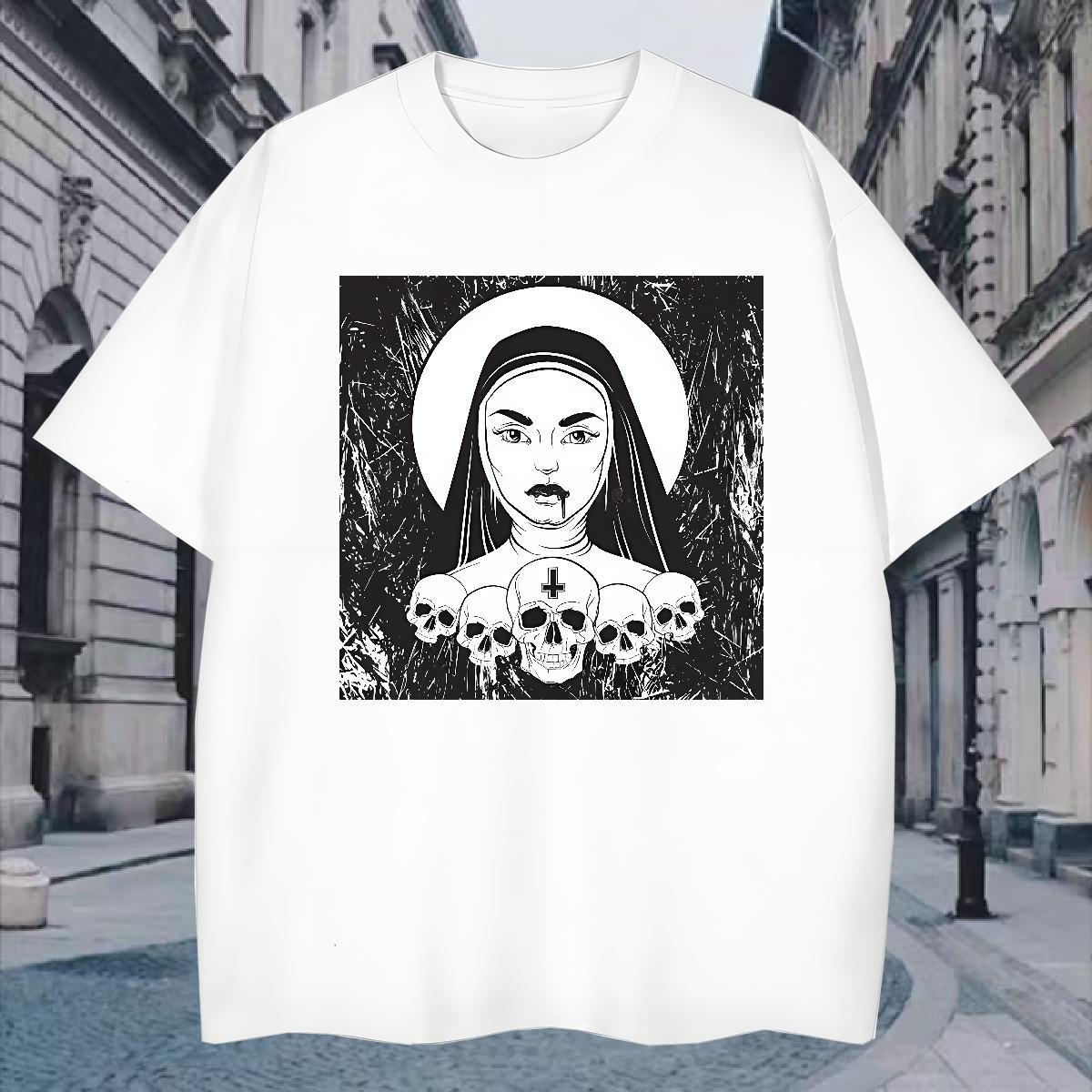 T-Shirts 230g 100% Cotton skull Sport Breathable Short Sleeve Cartoon Printing L-4XL Men Tshirts Stylist Loose Wear