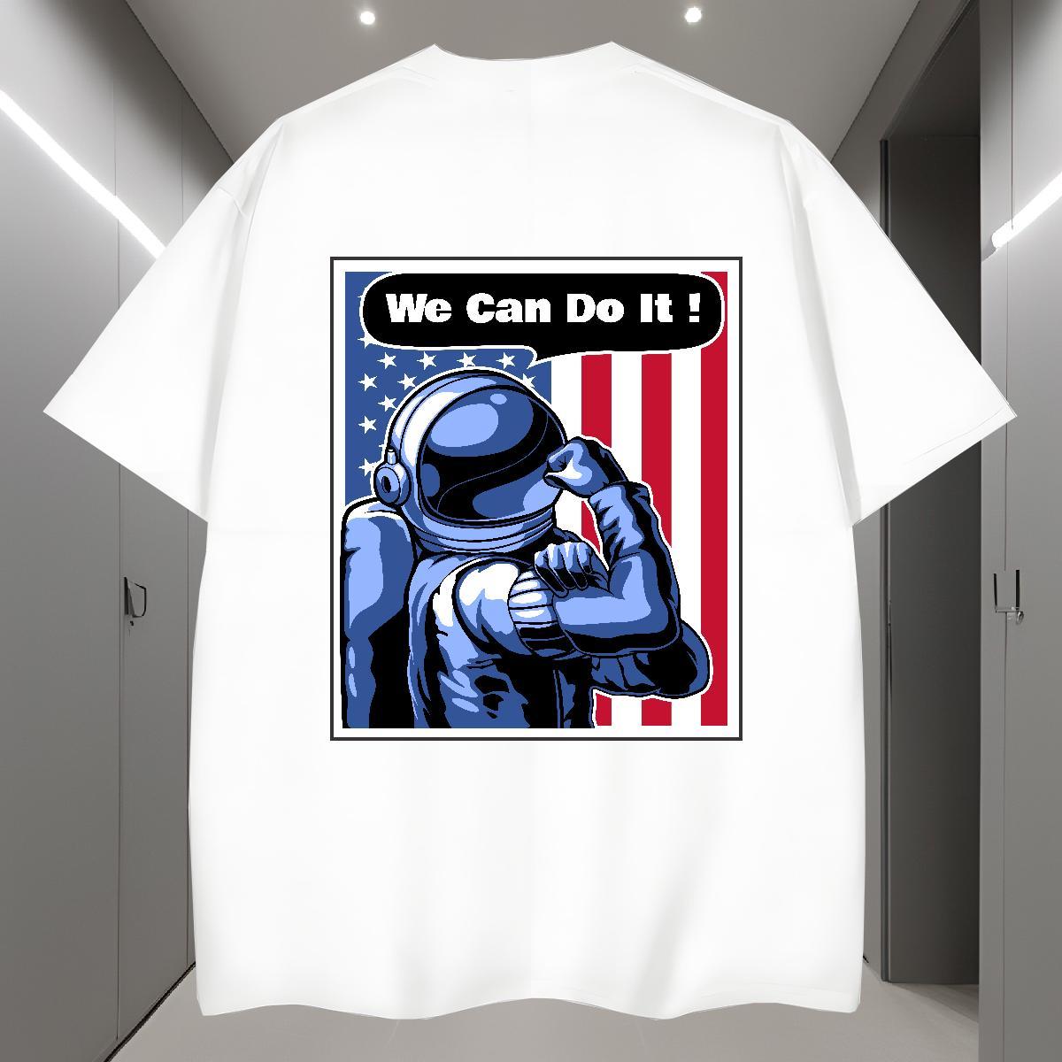 Man T Shirts 230g Cotton space Street Wear Round Neck Short Sleeve Custom Anime Tshirts Classic Comfortable Clothings