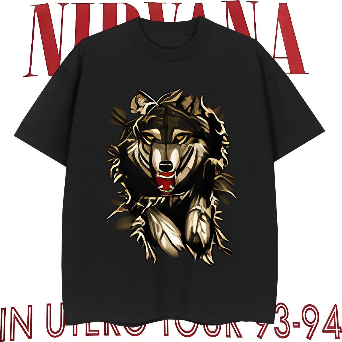 Fashion New T shirt 230g Pure Cotton wolf Home Outdoor Top Tees O-Neck Short Sleeve Loose Fit Men Tees DIY Anime