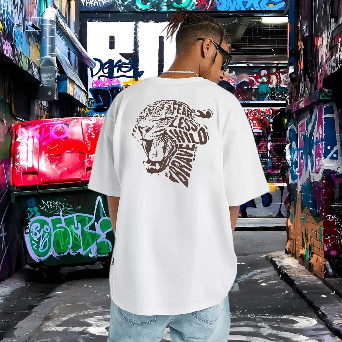2024 T-Shirts for Men 100% Cotton 230g leopard,line Sport Clothings O-Neck Short Sleeve High Quality Men Clothes T-Shirt Customized