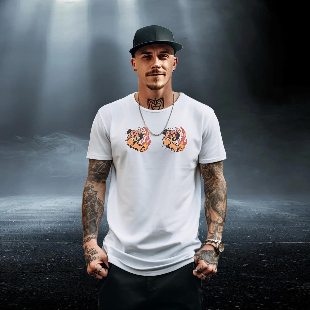 High Quality Men Tees 230g 100% Cotton Street cat Custom Cartoon Breathable Soft 2024 T-Shirts Tee Shirt