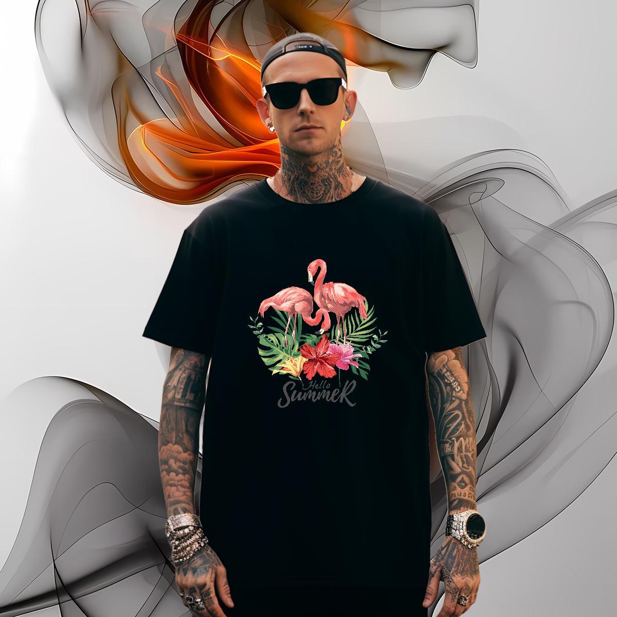 Men T Shirts 100% Cotton 230g bird Hip Hop Street Breathable Crew Neck Cartoon Printing L-4XL Mens Tshirts Fashion Design Soft Tops Tees