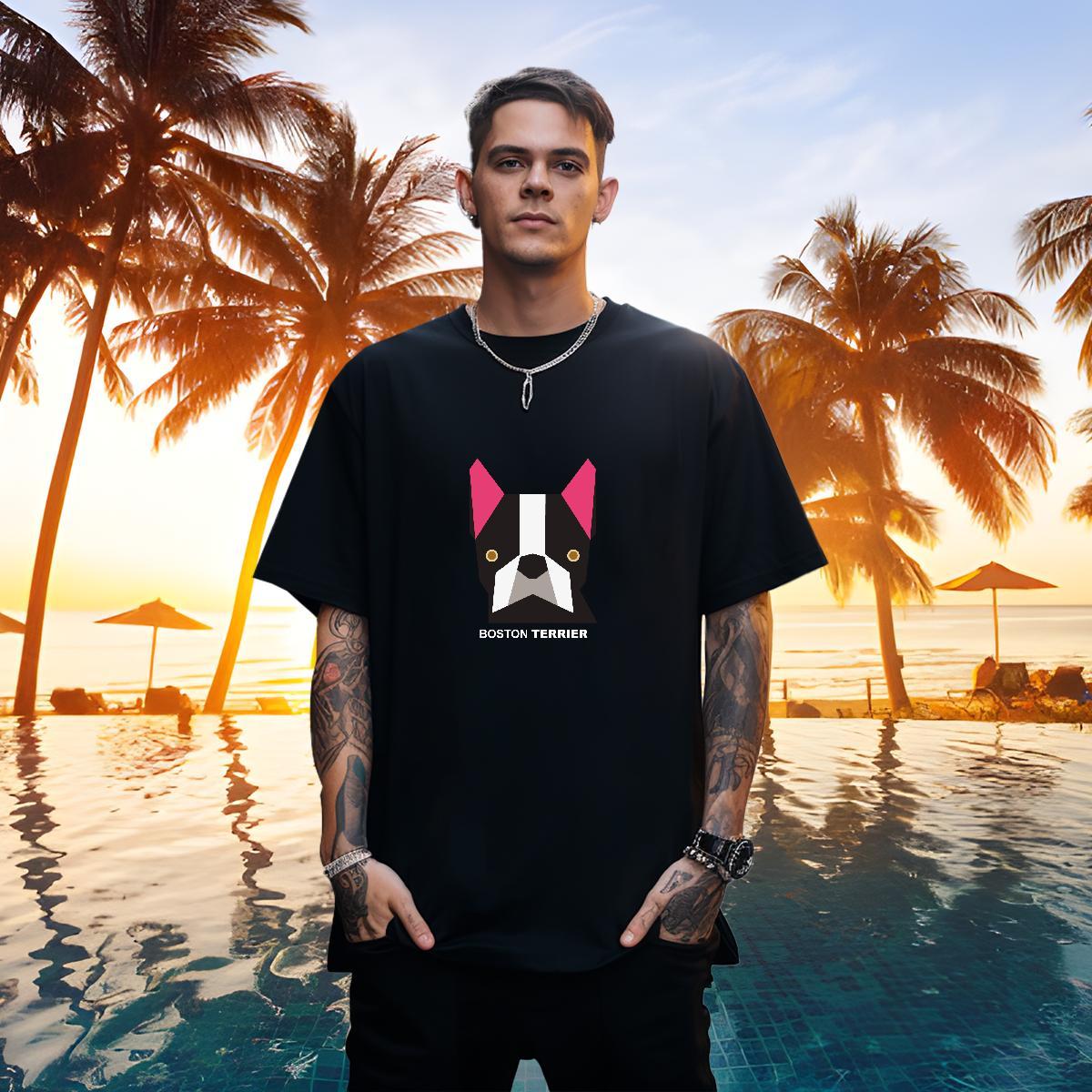 Designer Men Tees 230g 100% Cotton dog Man T Shirts Street Casual Round Neck Short Sleeve Plus Size Cartoon 2024 Summer Tshirts