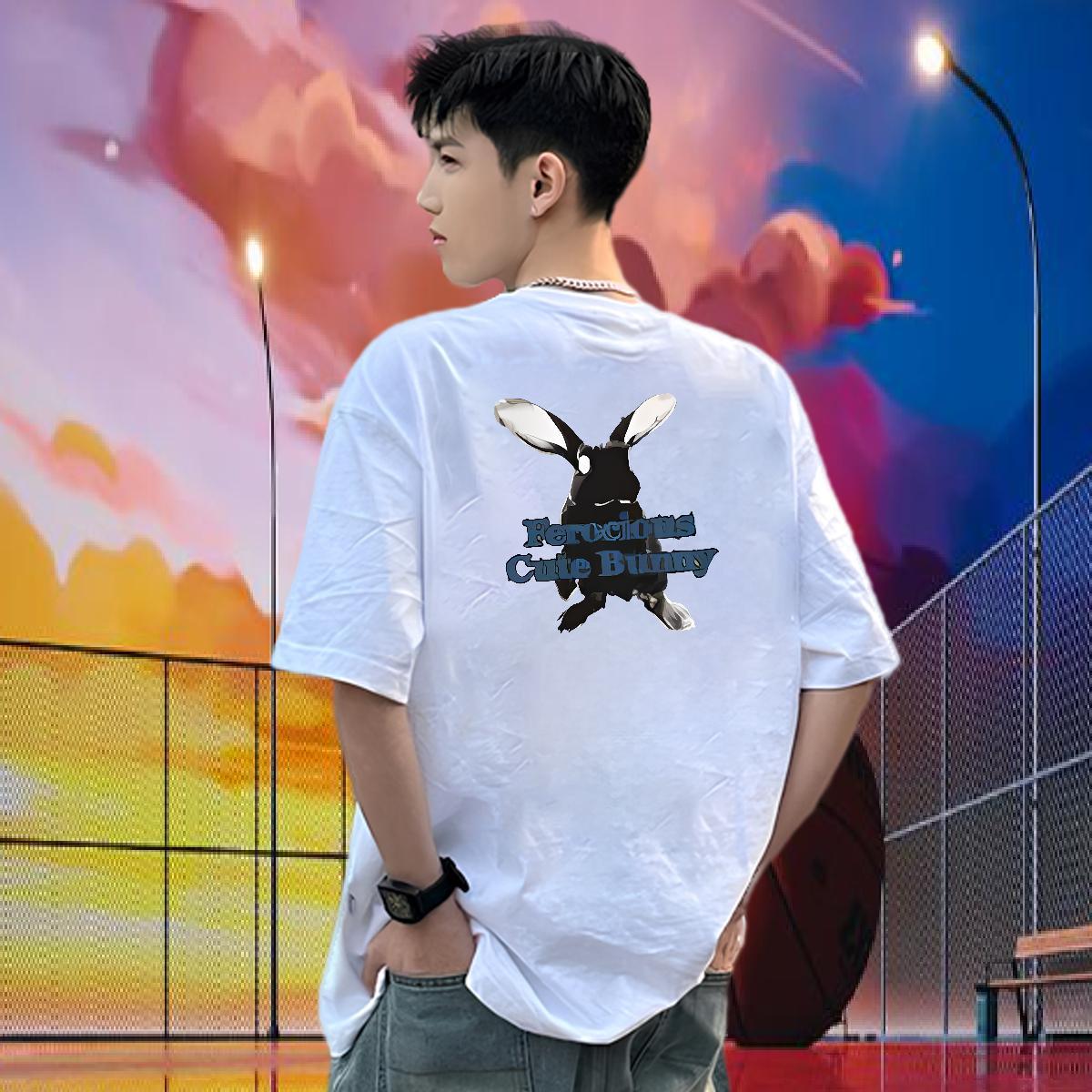 Designer Men T Shirts 230g Pure Cotton rabbit Outdoor Tops Shirt Short Sleeve Soft High Quality Men Tshirts Anime