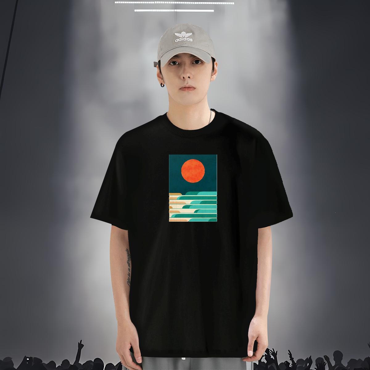 T Shirt For Man 230g Cotton painting Hip Hop Breathable Short Sleeve White Plus Size Tshirts 2024 New Soft Tops