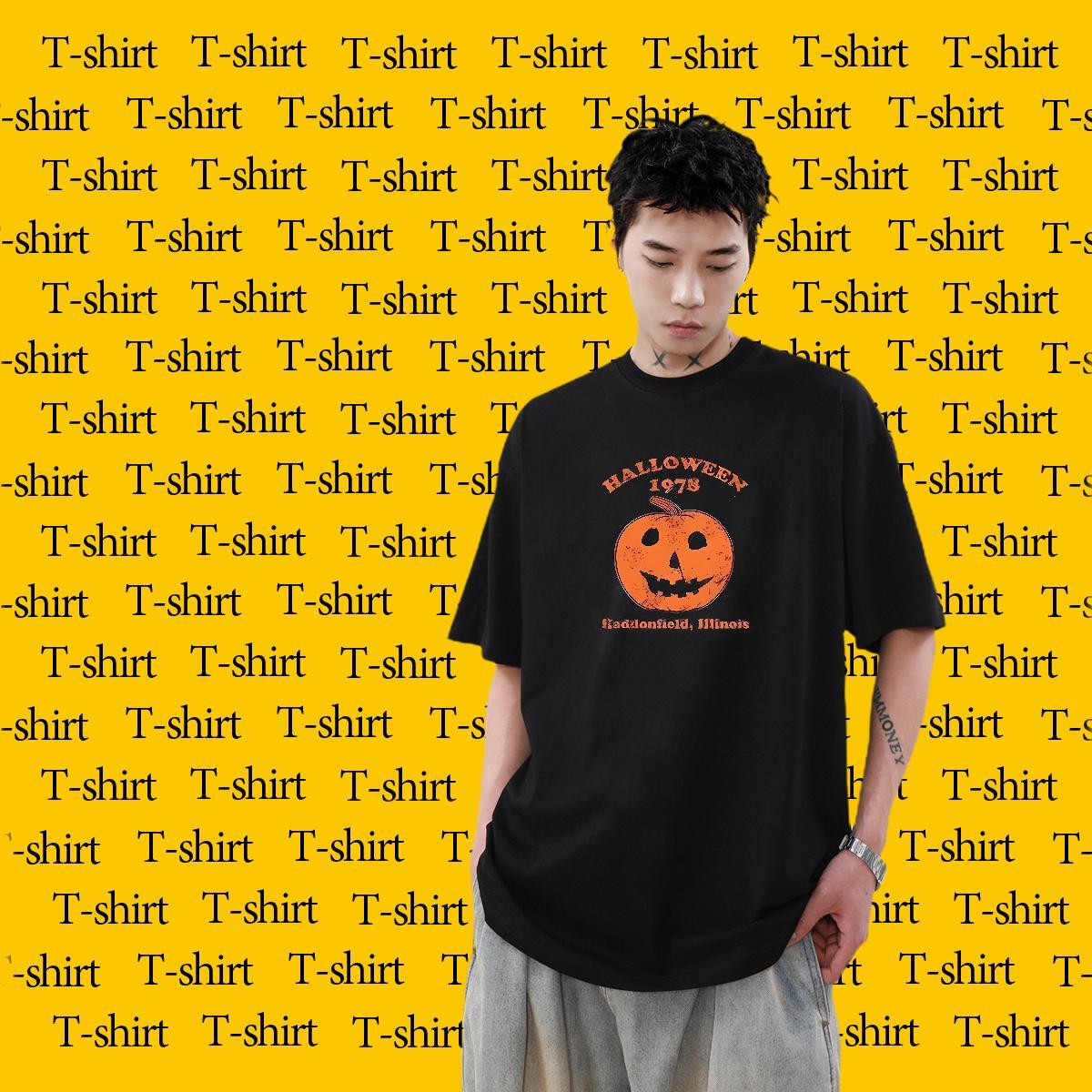 2024 Mens T Shirts 230g Cotton halloween Casual Daily Wear Tops Tees Breathable Short Sleeve Soft Couples T Shirts Custom Anime