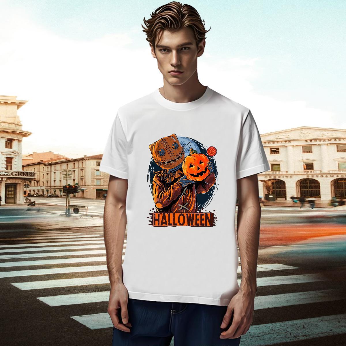 Stylist Mens T Shirts 230g Cotton pumpkin Anime Printing Street Top Tees Crew Neck Breathable Cool Men Tops Tees DIY Logo Oversized