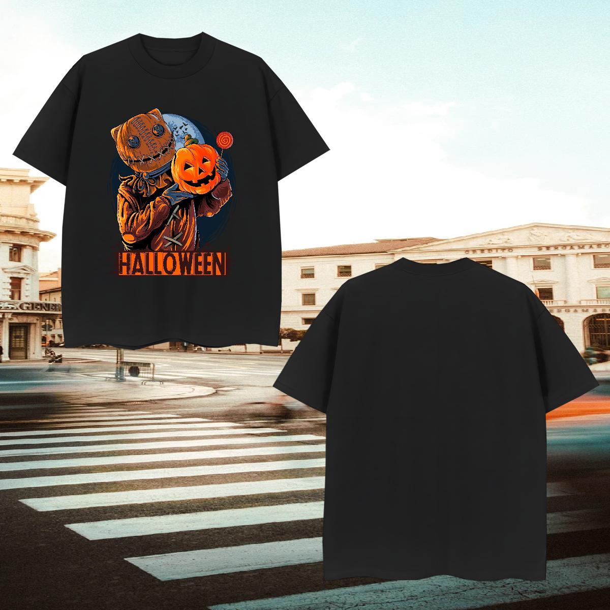Stylist Mens T Shirts 230g Cotton pumpkin Anime Printing Street Top Tees Crew Neck Breathable Cool Men Tops Tees DIY Logo Oversized