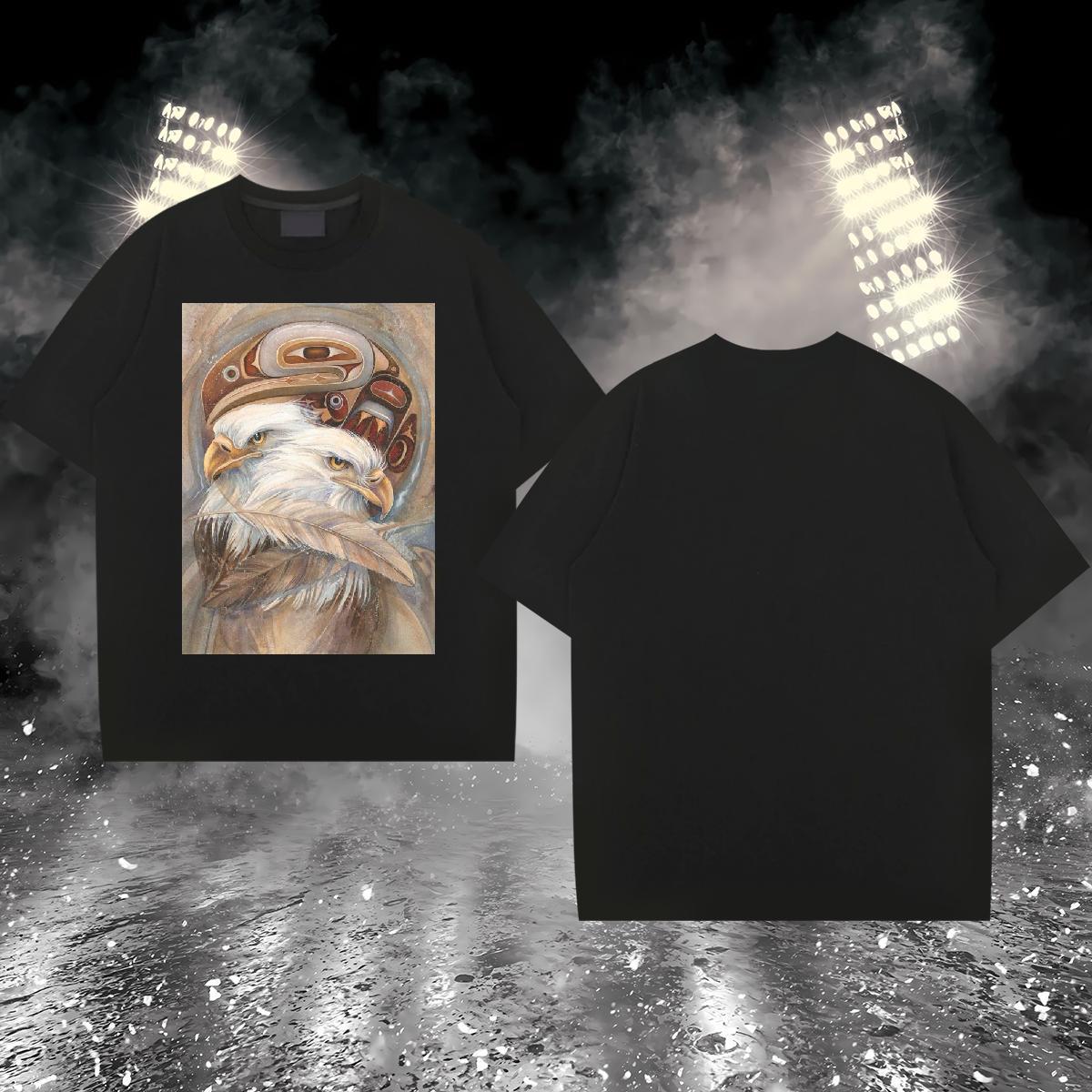 T Shirt For Man 230g Pure Cotton eagle Home Outdoor O-Neck Short Sleeve Skull Tshirt for Man Woman 2024 High Quality Tshirts