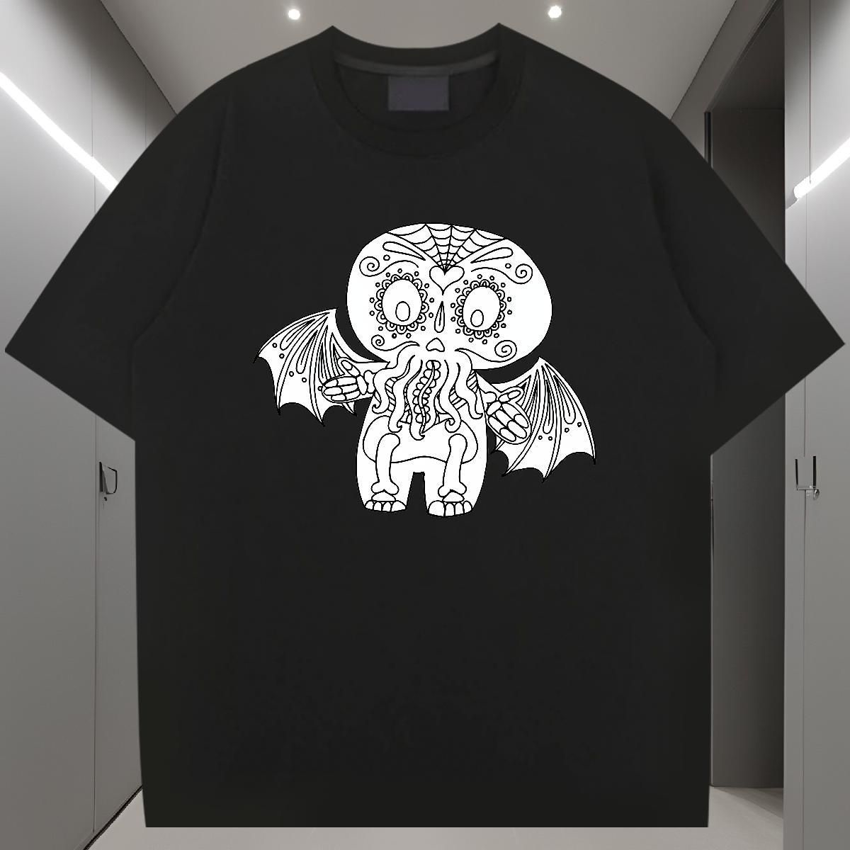 Casual New T-Shirts for Men skull Tops Shirt 230g 100% Cotton Outdoor Free Shipping DIY Breathable Crew Neck Tshirt for Man Woman