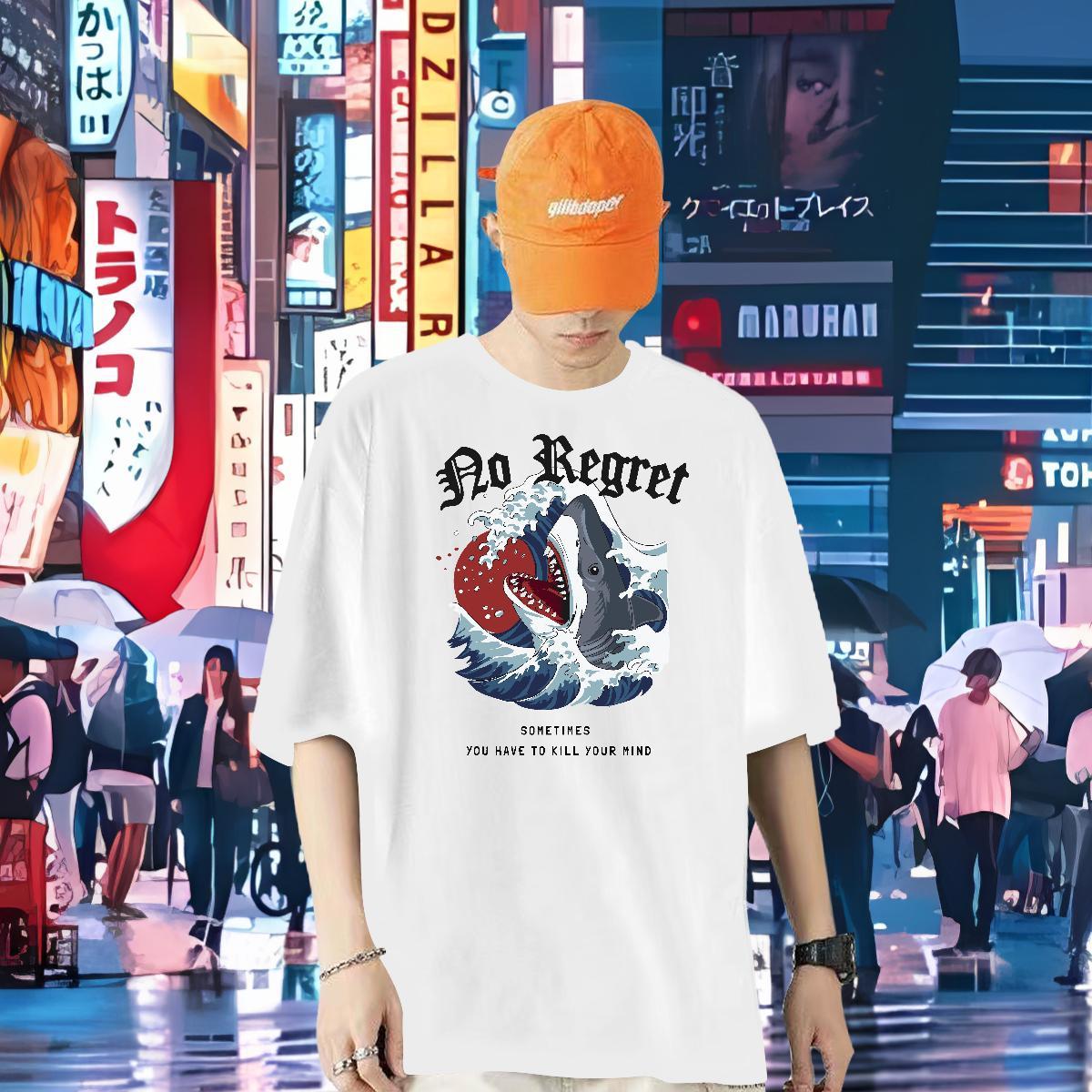 New Arrival T-Shirts 230g Cotton shark Daily Outfit Tees Shirts O-Neck Short Sleeve Designer Tshirt for Man Woman Anime