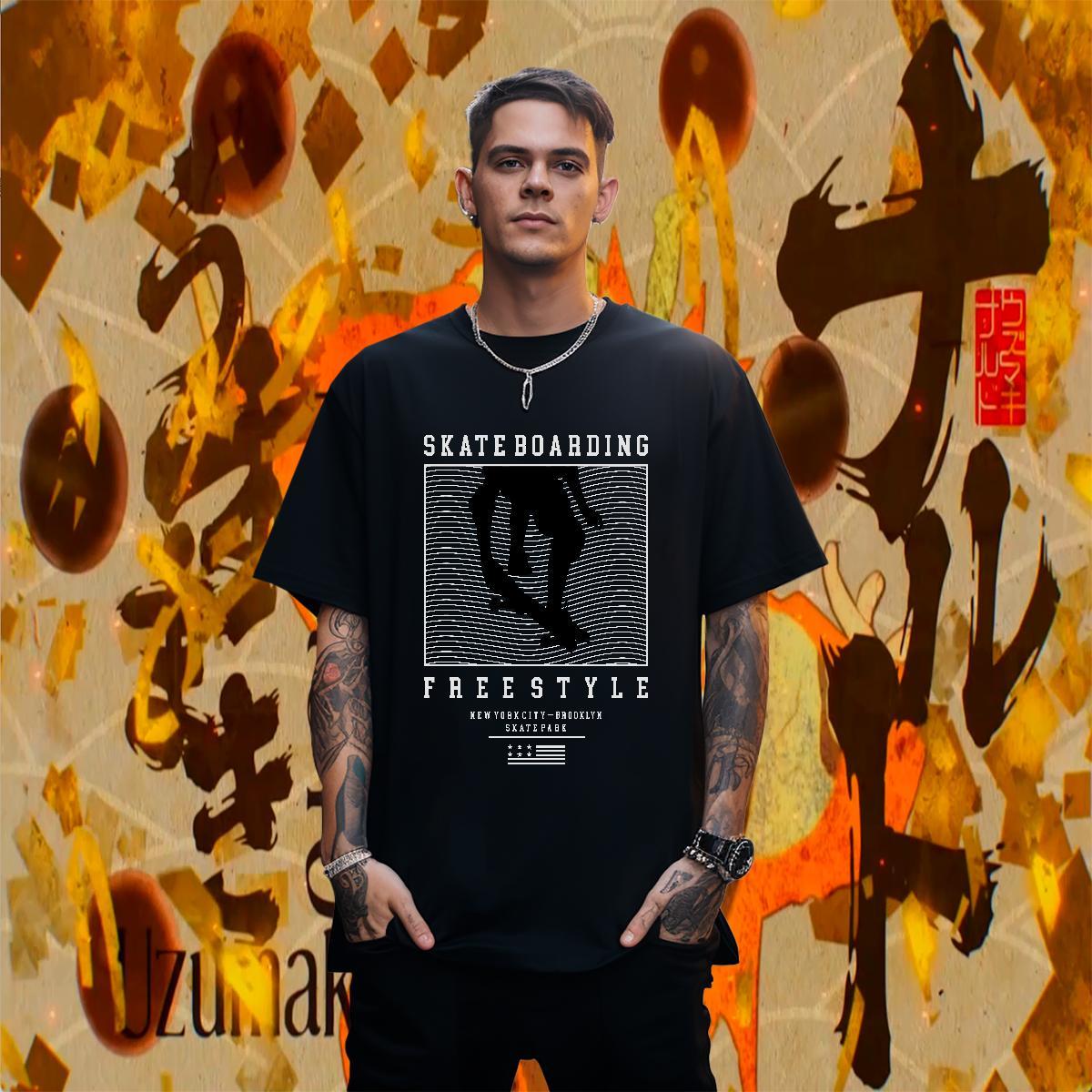 T-Shirts for Men 100% Cotton 230g icon Street Breathable Soft Custom Anime Men Tees Brand Loose Fit Clothes