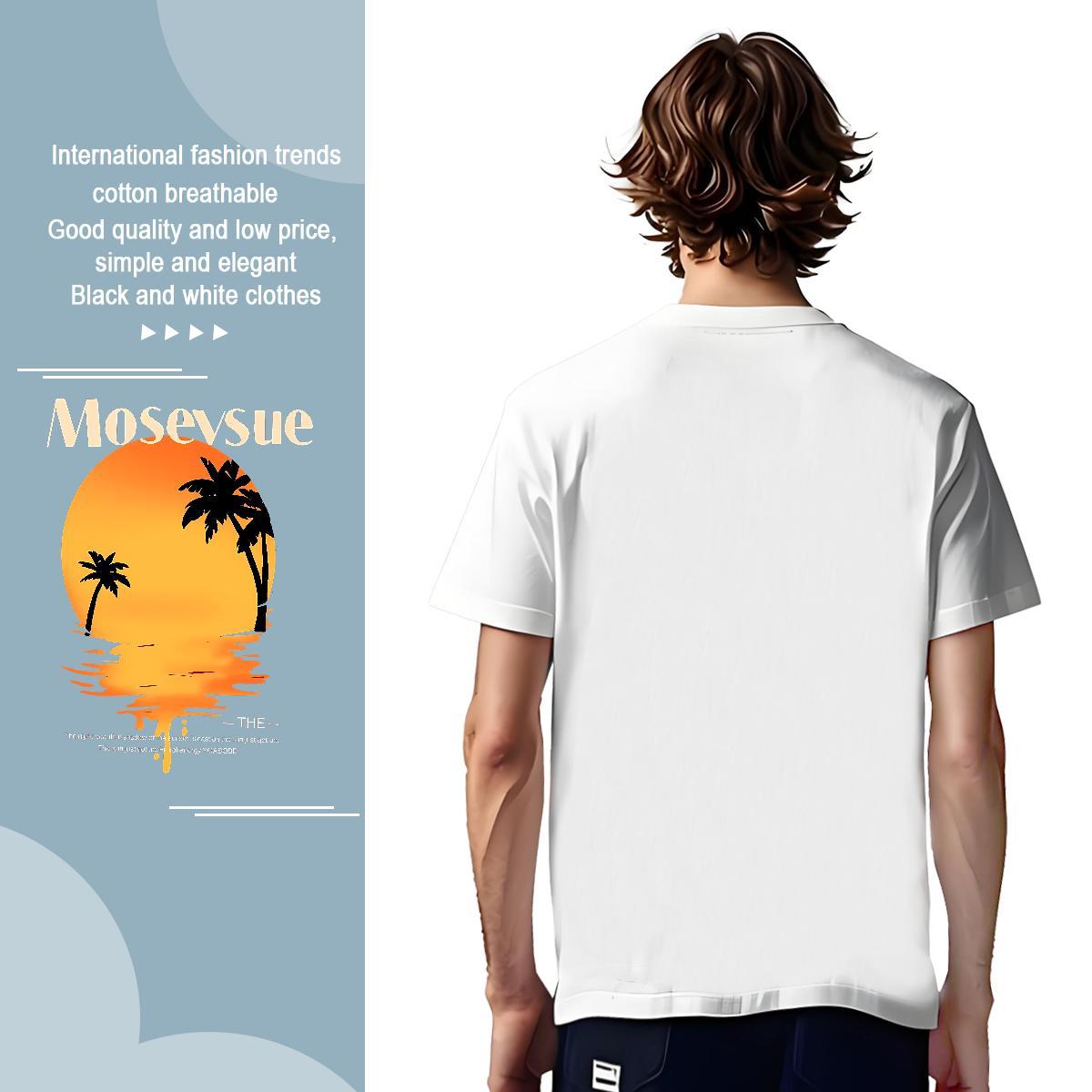 T Shirts Men 100% Cotton 230g tree Hip Hop Street Crew Neck Breathable Anime Men Tshirts DIY Customized Soft Wear