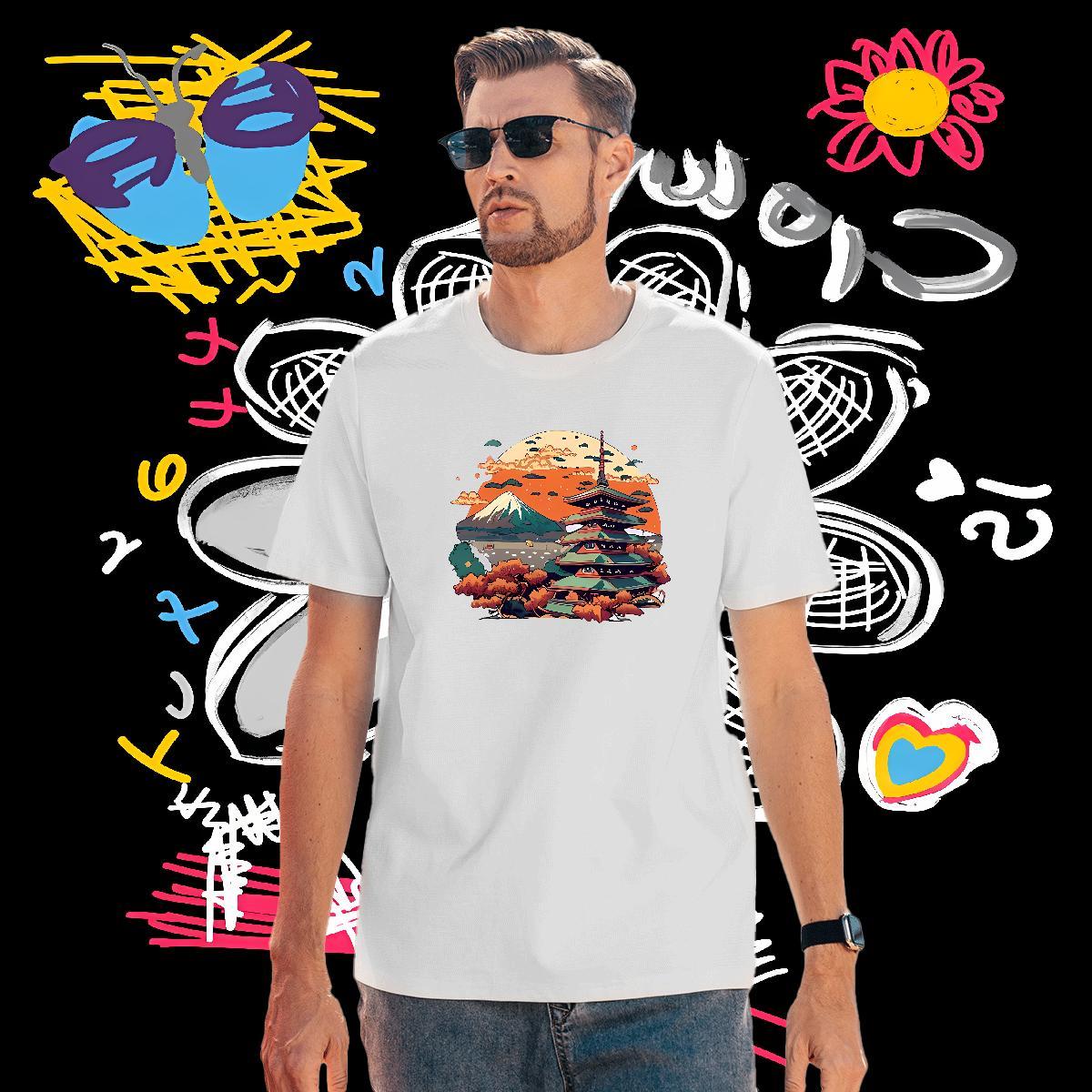 DIY Mens T Shirts 230g Cotton Tower Summer Casual Clothes Breathable Crew Neck Soft Tshirt for Man Woman Graphic