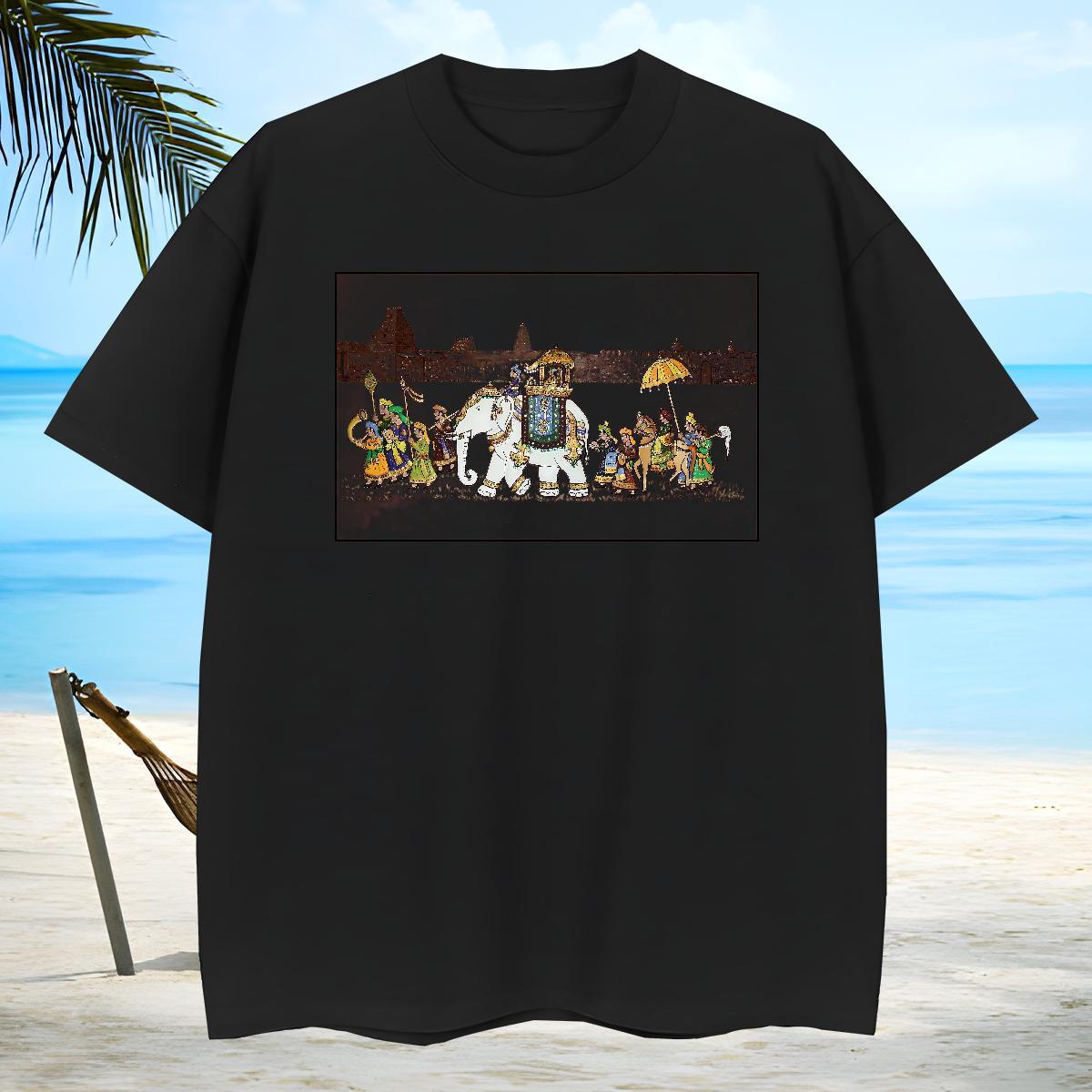 Comfortable Men Clothes T-Shirt 230g 100% Cotton elephant T Shirts Men Daily Outfit Breathable Short Sleeve DIY Logo Oversized Classic Tees