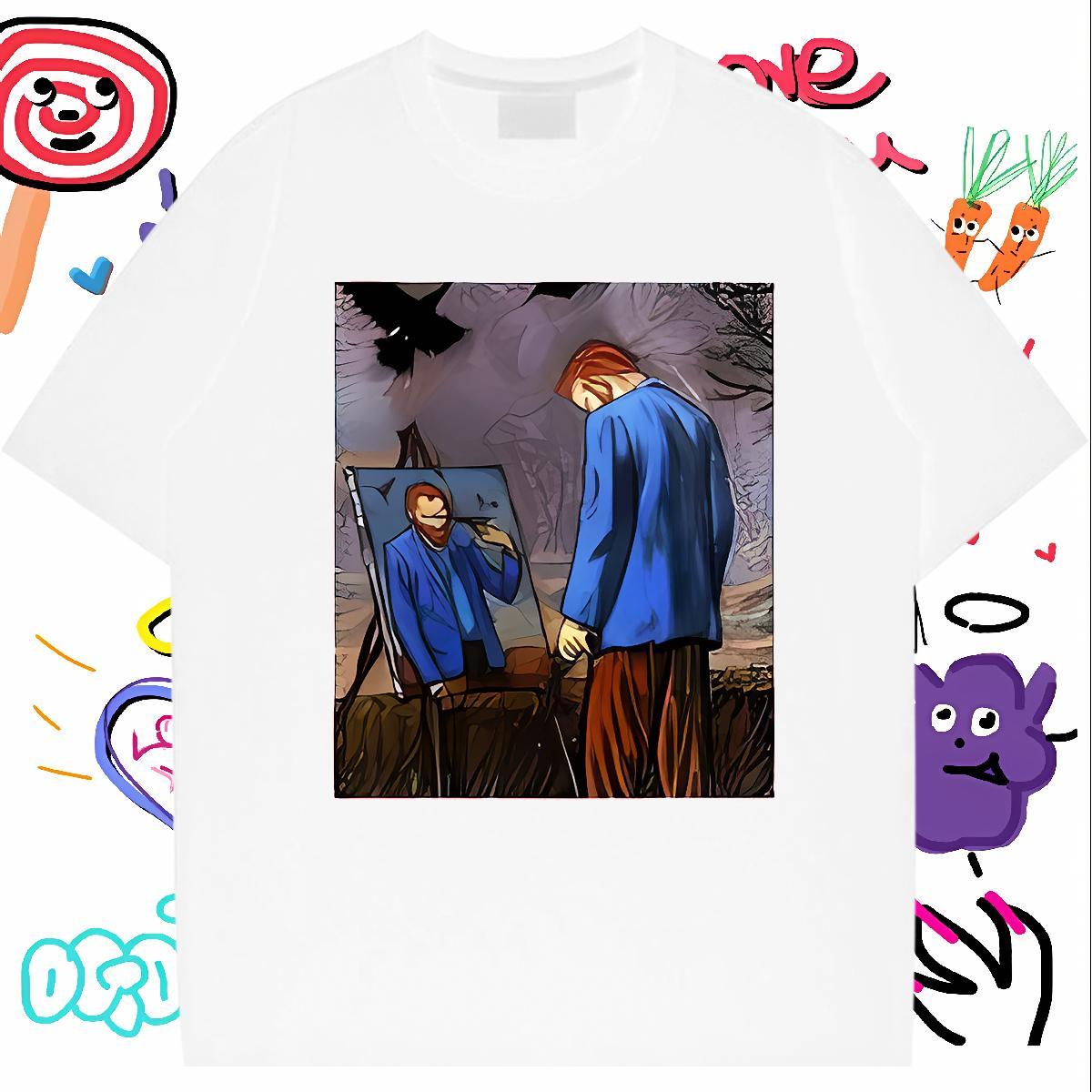 T-Shirts 230g Pure Cotton portrait Sports Casual Breathable Black Oversized Tshirts Casual New Soft Clothes