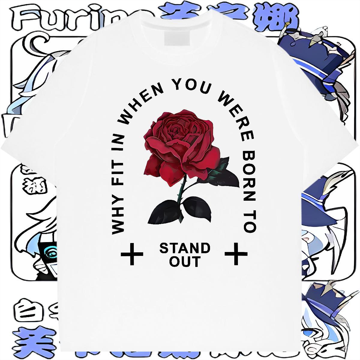 Factory Direct T-Shirts for Men 230g Pure Cotton ROSE Summer Casual Tops Tees Breathable Crew Neck Popular Men Tshirts Customized Print
