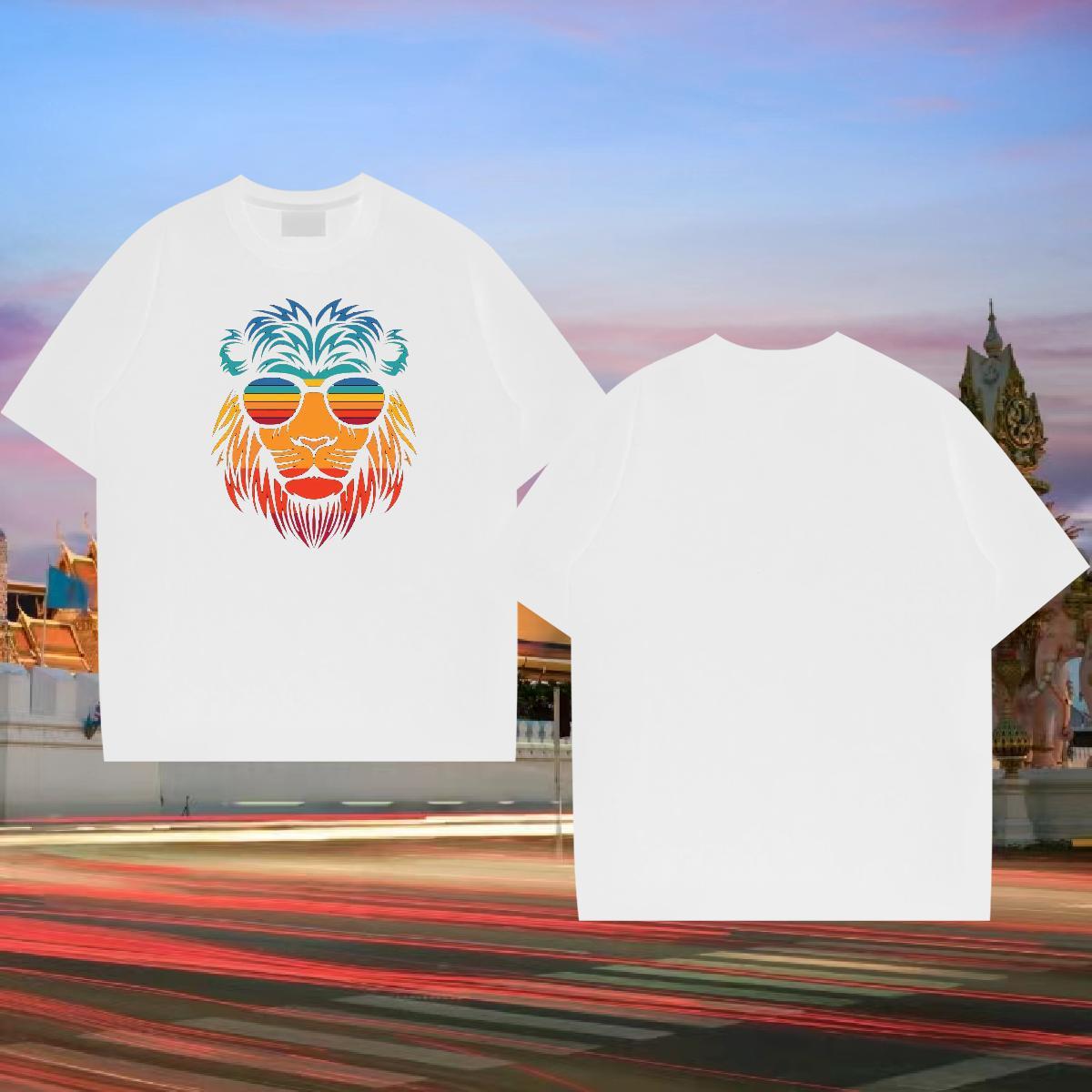 2024 Designer Man T Shirts 230g 100% Cotton lion Daily Wear Tshirts O Neck Short Sleeves Cool Design Tshirt for Man Woman DIY Printed