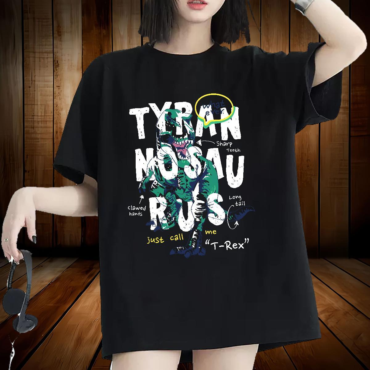 Nice T-Shirts Breathable Short Sleeve Couples T Shirts Graphic dinosaur Spring Summer 100% Cotton 230g Fashion Casual Top Shirts