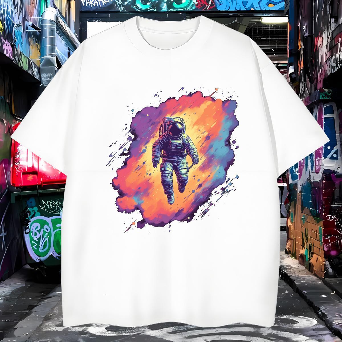 Men T Shirts 100% Cotton 230g universe Hip Hop O Neck Short Sleeves Customized Print Couples T Shirts 2024 Summer Popular Tops Shirt