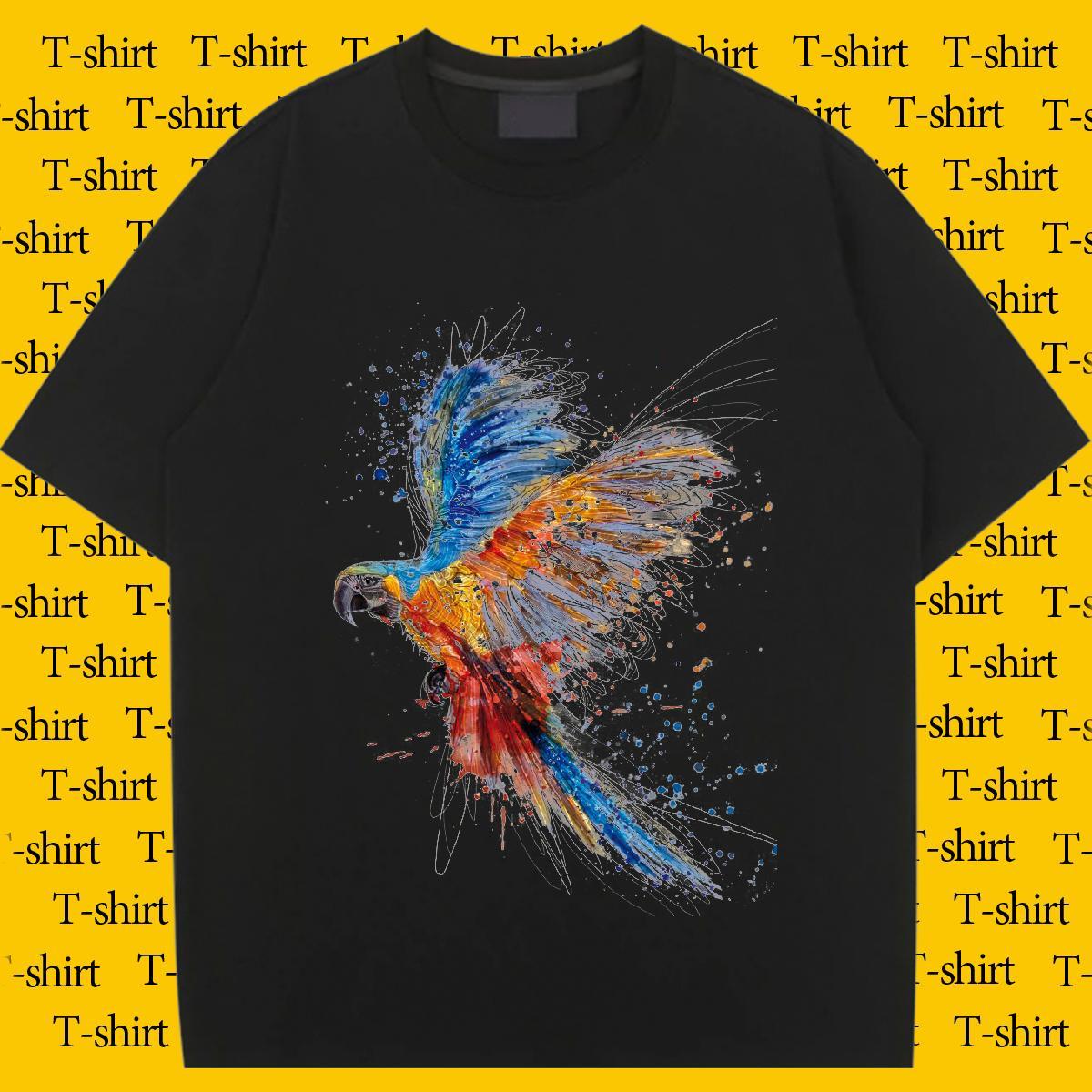 Female T Shirt For Woman Breathable Crew Neck Womens Tshirts Anime parrot Casual Daily Wear 230g Cotton New Tee Shirt
