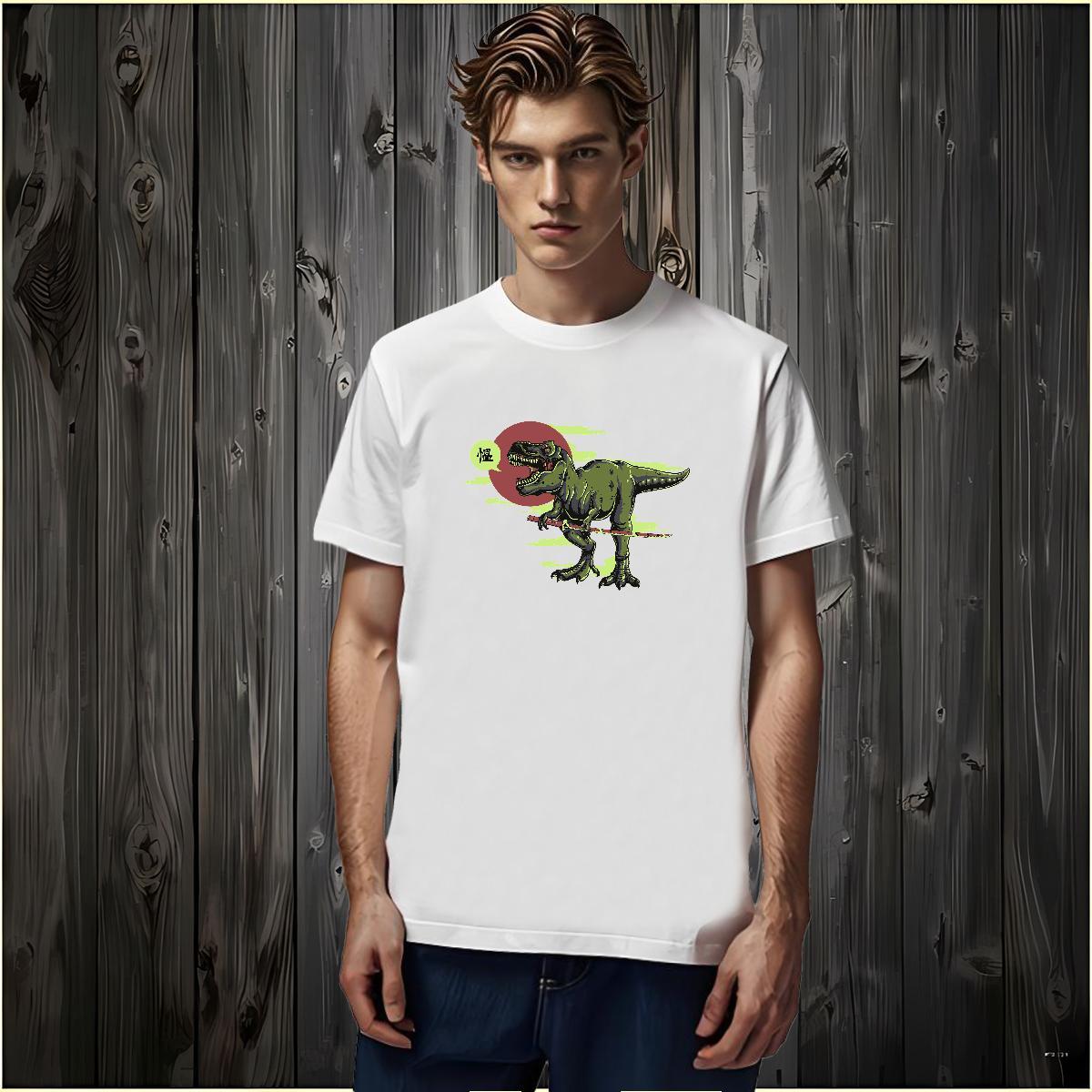 Free Shipping Couples T Shirts 230g 100% Cotton dinosaur T Shirt For Man Hip Hop Street Breathable Crew Neck Graphic 2024 Tee Shirt