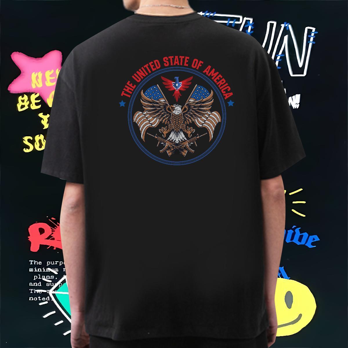 Customized T shirt 230g Cotton eagle Daily Outfit Tops Shirt Short Sleeve O-Neck Free Shipping Men Tees DIY Printed