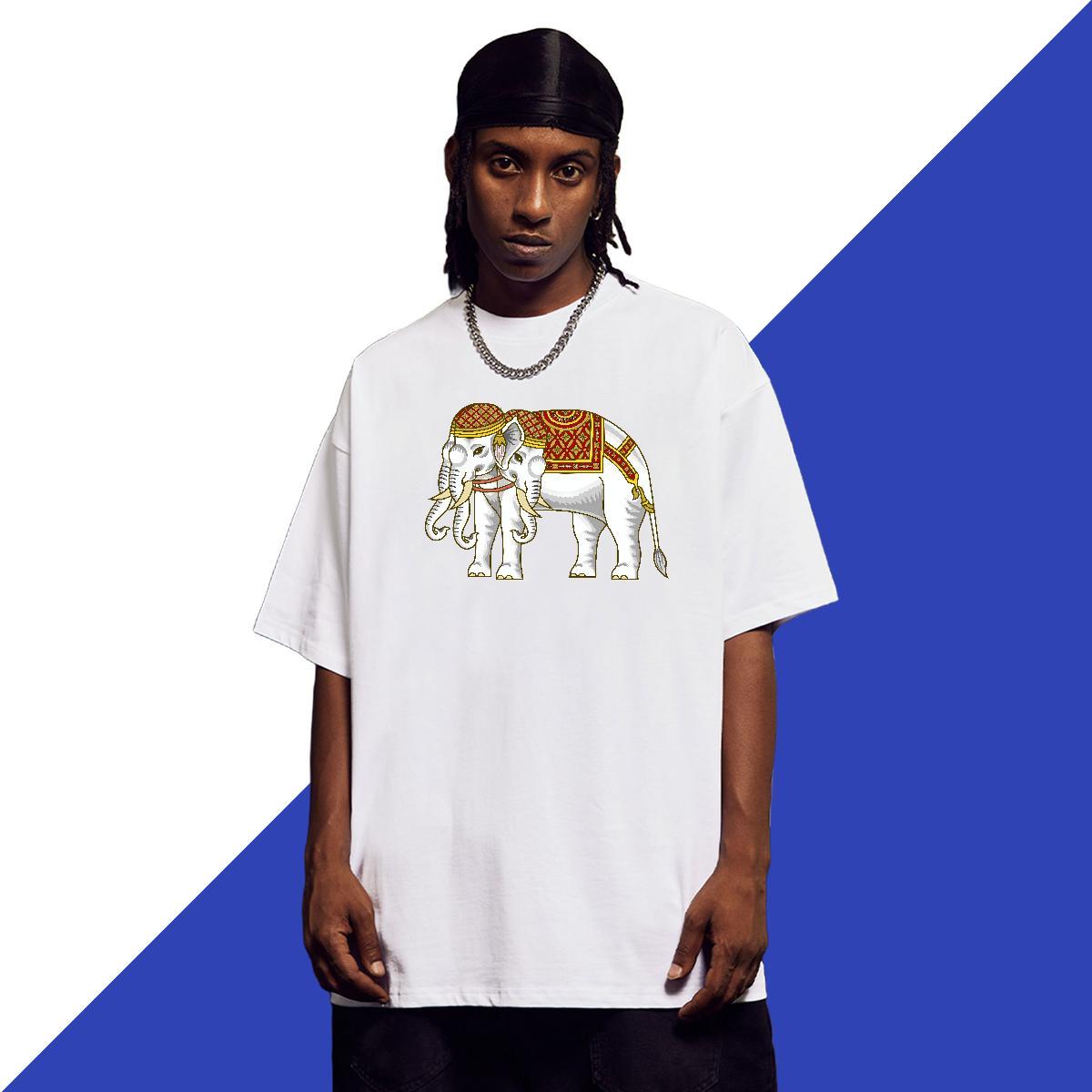 Stylist Man T Shirts 230g 100% Cotton elephant Casual Beach Clothes Round Neck Short Sleeve Popular Men Tees DIY