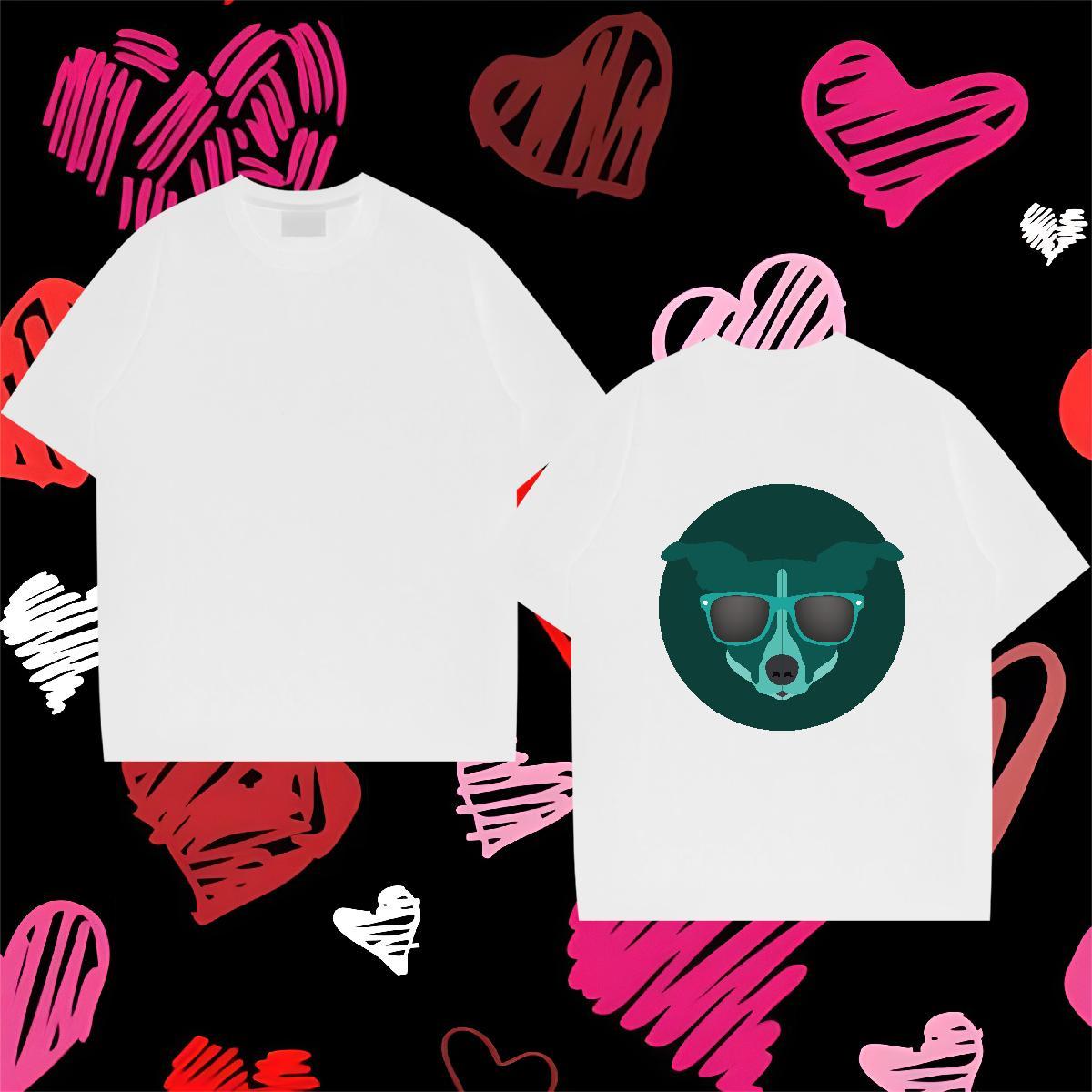 Classic Casual T Shirts Men 230g Pure Cotton dog Hip Hop Tops Crew Neck High Quality Men Tops Tees White Plus Size