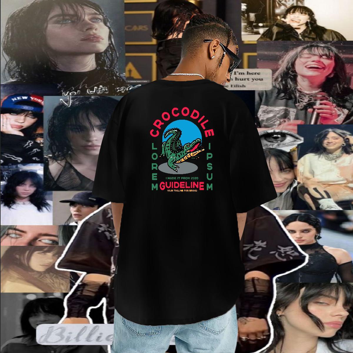 2024 New Men T Shirts 230g 100% Cotton crocodile Outdoor Wear Short Sleeve O-Neck Loose Fit Tshirt for Man Woman Custom Anime