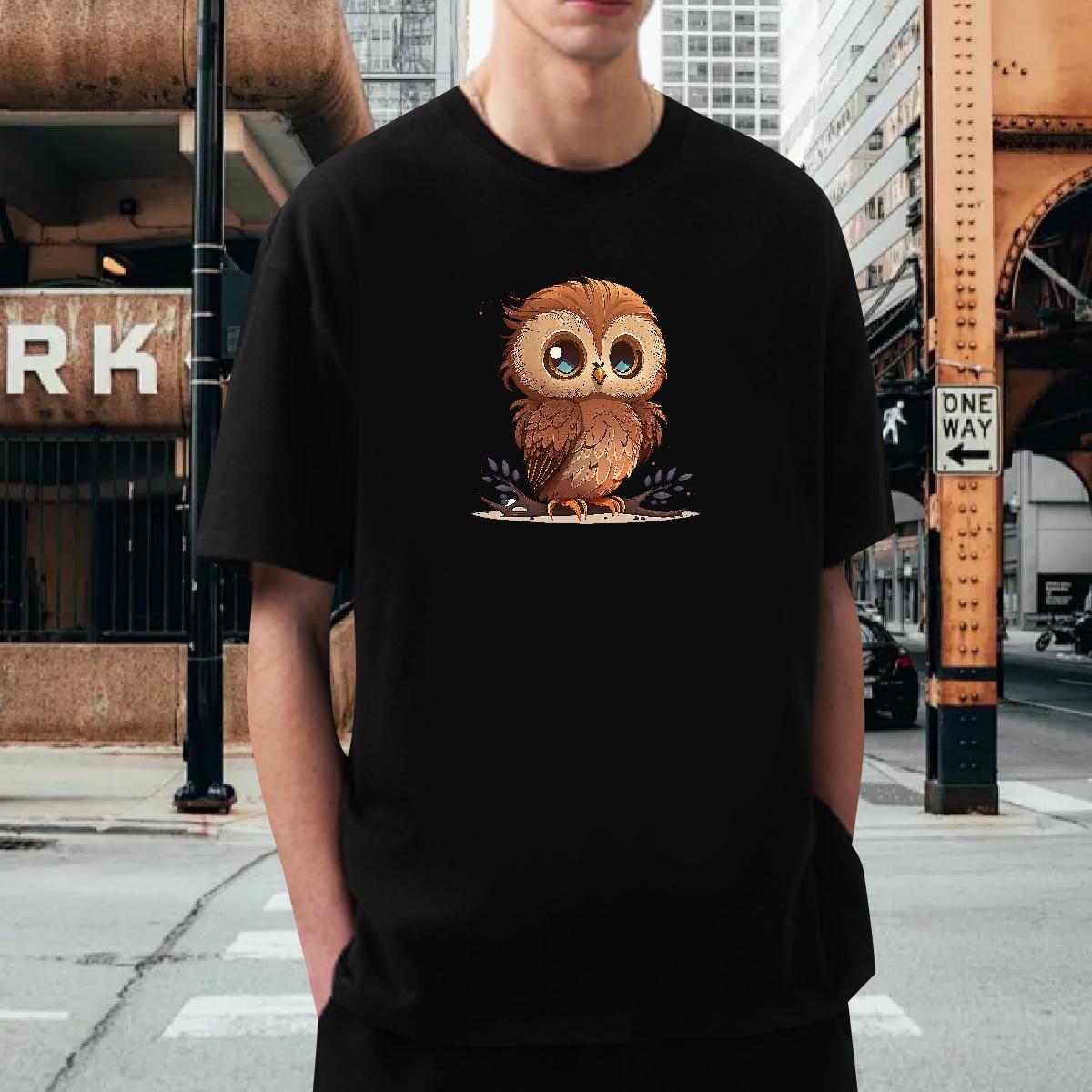 Men T Shirts 230g Cotton Owl Casual Beach Breathable Short Sleeve DIY Logo Oversized Couples T Shirts 2024 DIY Comfortable Polos