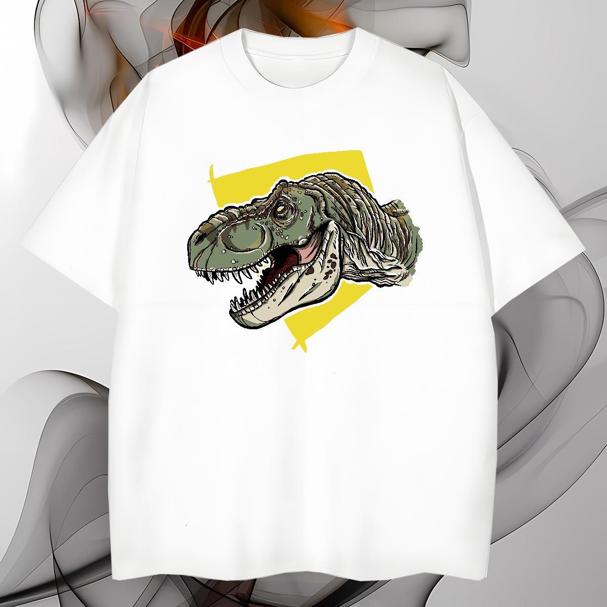 Designer Tshirt for Man Woman 230g 100% Cotton dinosaur T-Shirts Anime Printing Street Round Neck Short Sleeve Custom Print Oversized 2024 DIY Tee Shi