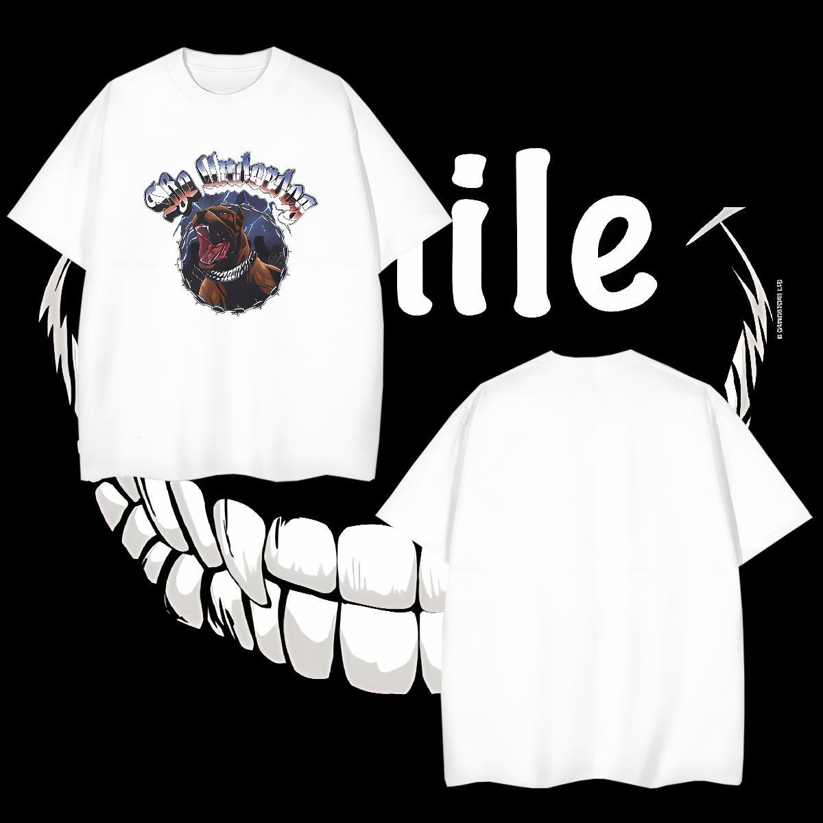 New Mens T Shirts 230g Cotton dog Spring Summer Tops Breathable Crew Neck Unisex Men Tees Cartoon Print