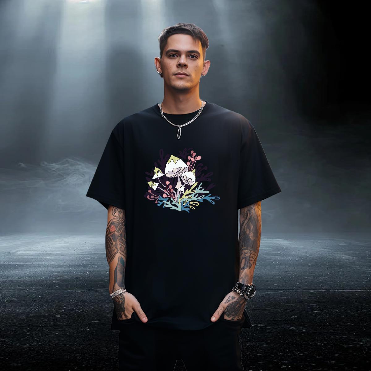 Wholesale Couples T Shirts 230g 100% Cotton Street Wear mushroom Skull Breathable 2024 DIY Man T Shirts Tshirts