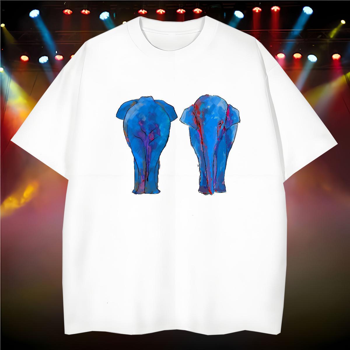DIY Customized Mens T Shirts 230g Pure Cotton Elephant Street Wear Tees Shirts Crew Neck Brand Men Tshirts Graphic