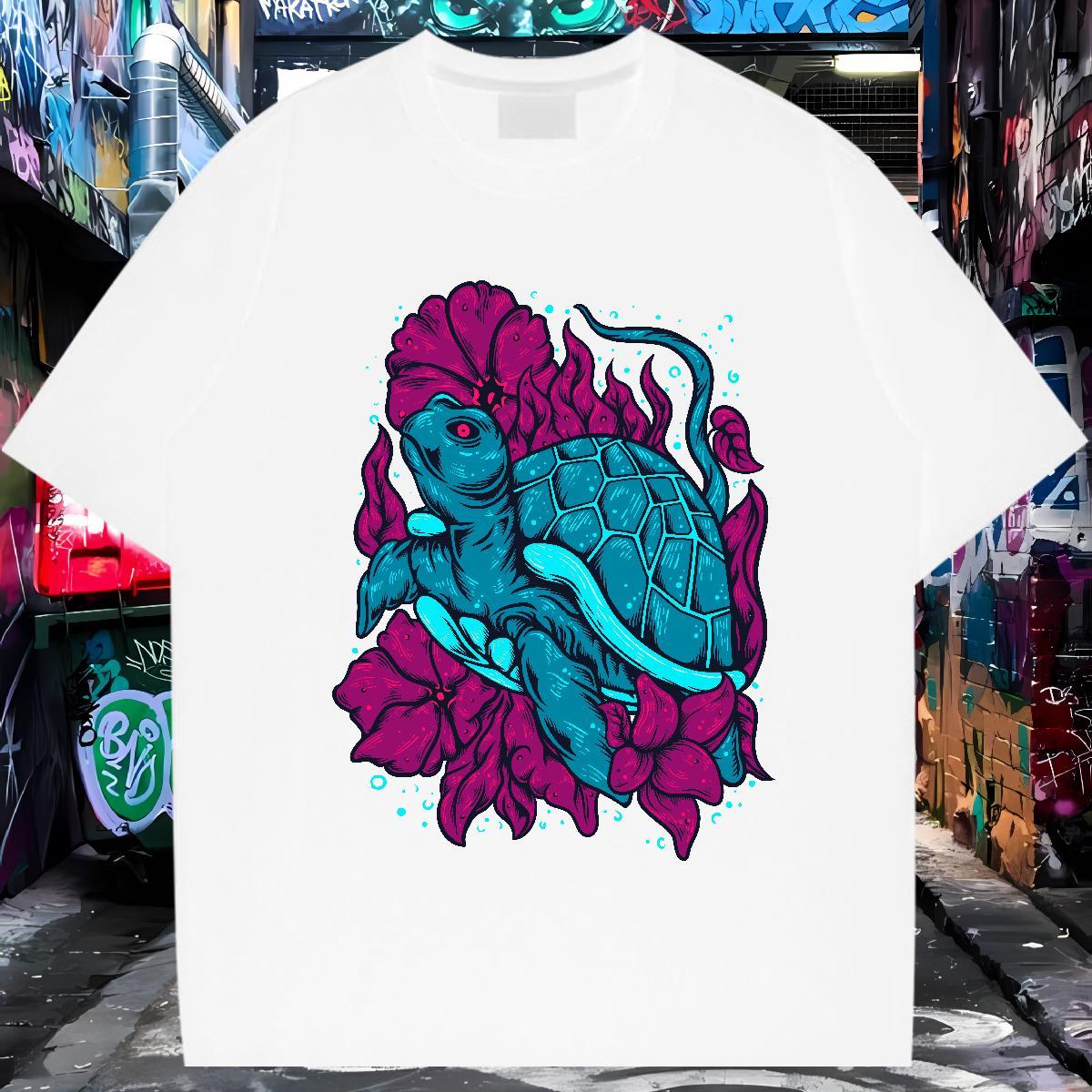 Free Shipping Man T Shirts 230g Cotton High Street Hip Hop Tops Shirt Round Neck Short Sleeve Brand Men Clothes T-Shirt Custom Printing