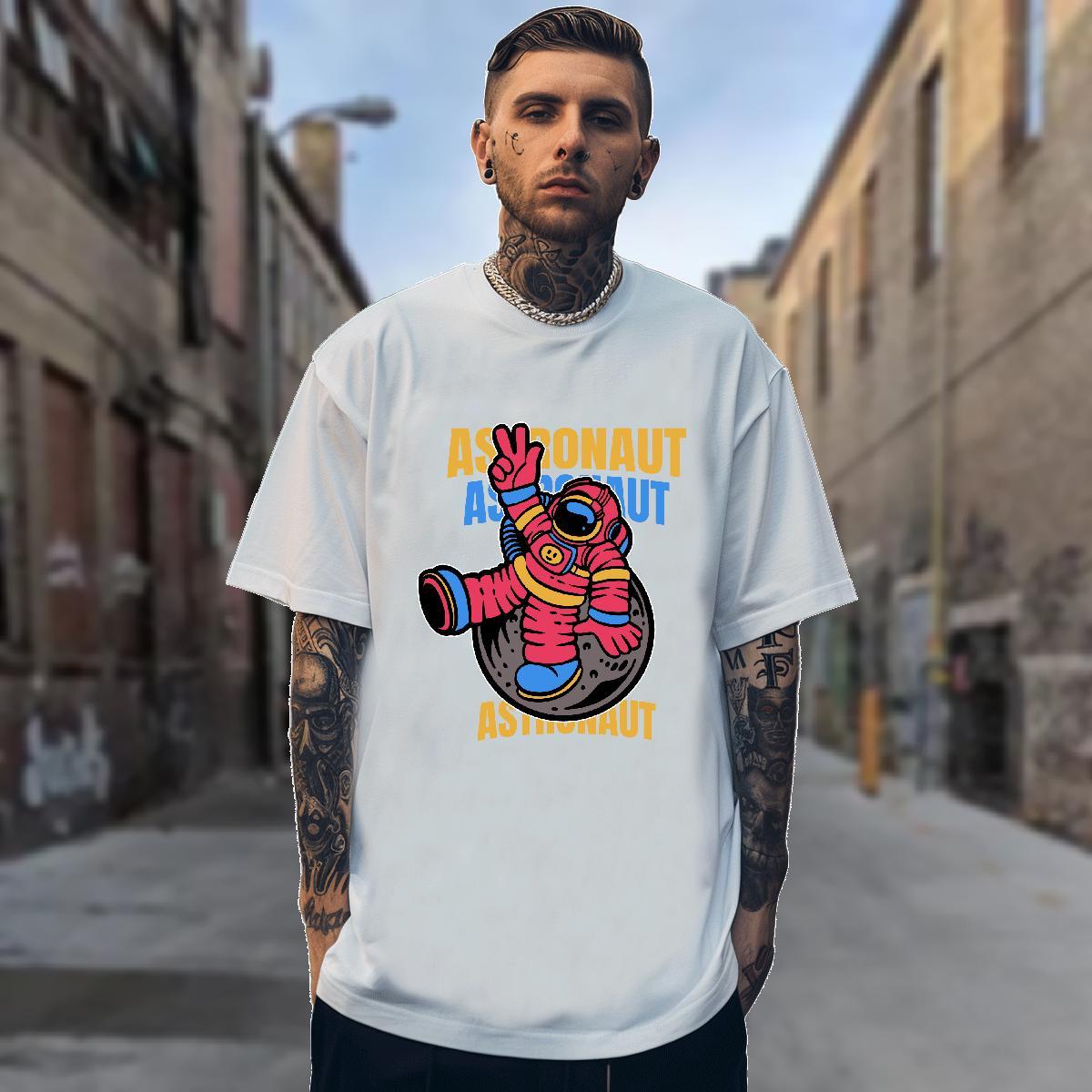 Men T Shirts 100% Cotton 230g universe Street Wear Breathable Short Sleeve Floral Print Couples T Shirts Fashion Designer Loose Clothes