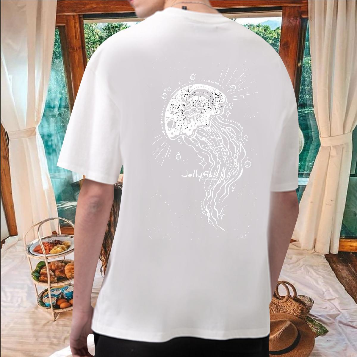2024 Man T Shirts 230g Pure Cotton octopus Street Casual Clothes Crew Neck Breathable Designer Men Tshirts Black Oversized