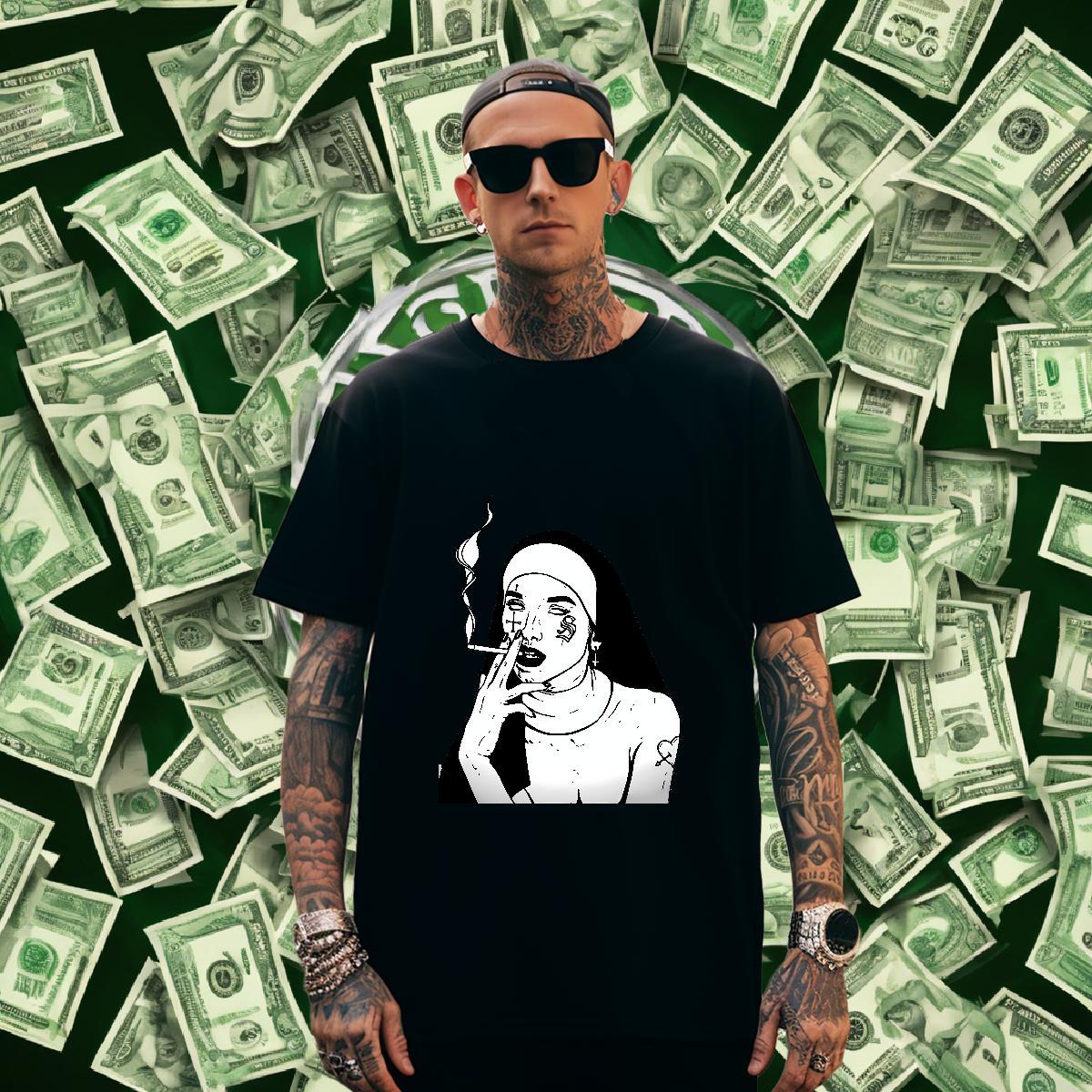 T Shirts Men 230g 100% Cotton nun Sports Casual Short Sleeve Soft Plus Size Cartoon Couples T Shirts New Wholesale Tops Shirt