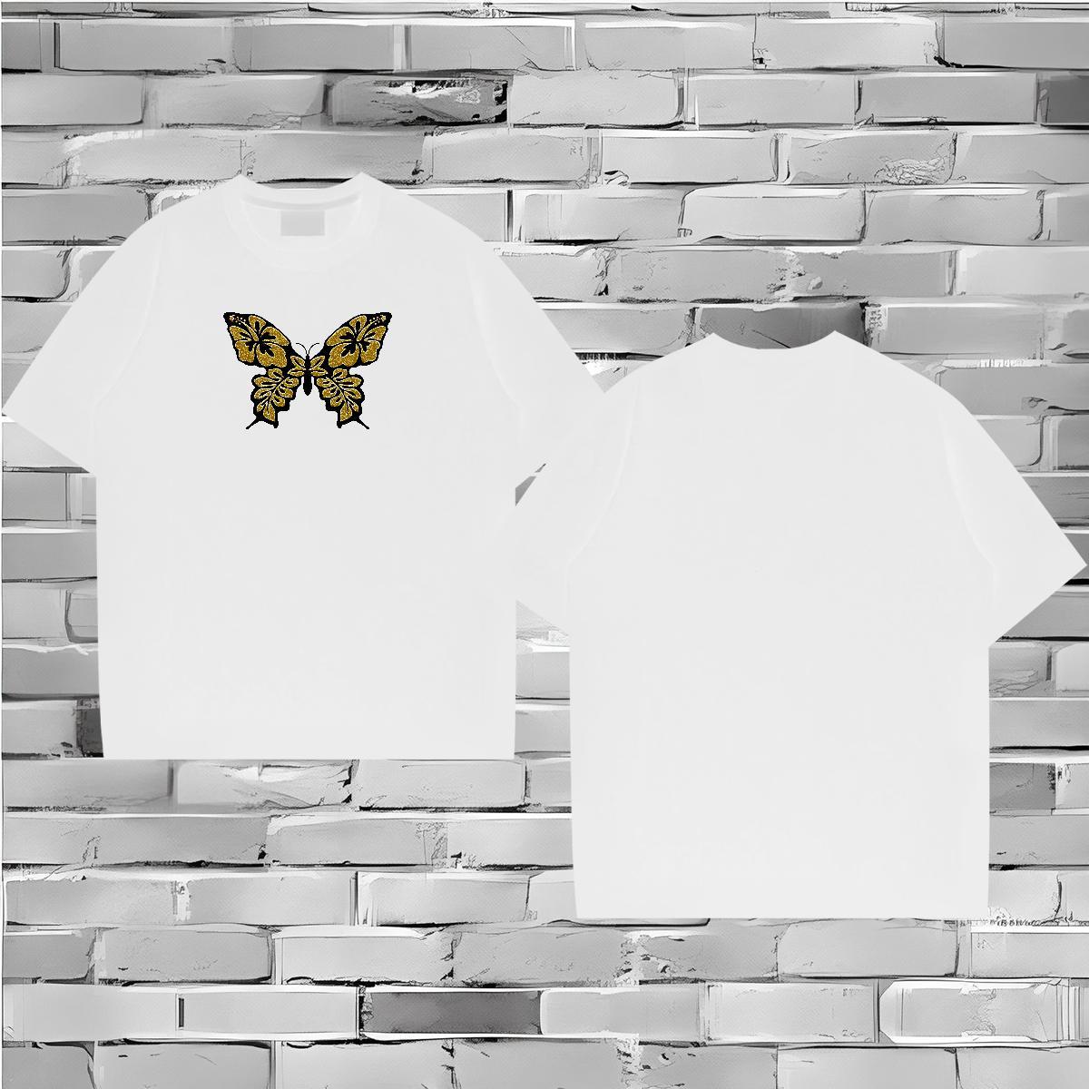 2024 Designer Man T Shirts 100% Cotton 230g Butterfly Street Casual Tops Tees Breathable Crew Neck Soft Men Tshirts Anime Print
