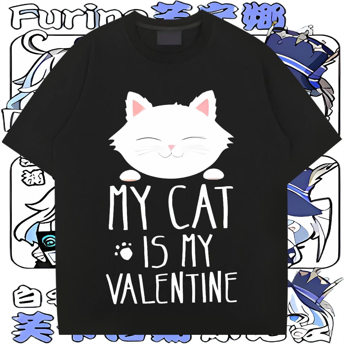 Fashion Casual T-Shirts 100% Cotton 230g cat Hip Hop Tees Shirts Breathable Crew Neck Free Shipping Men Tshirts Cartoon Print