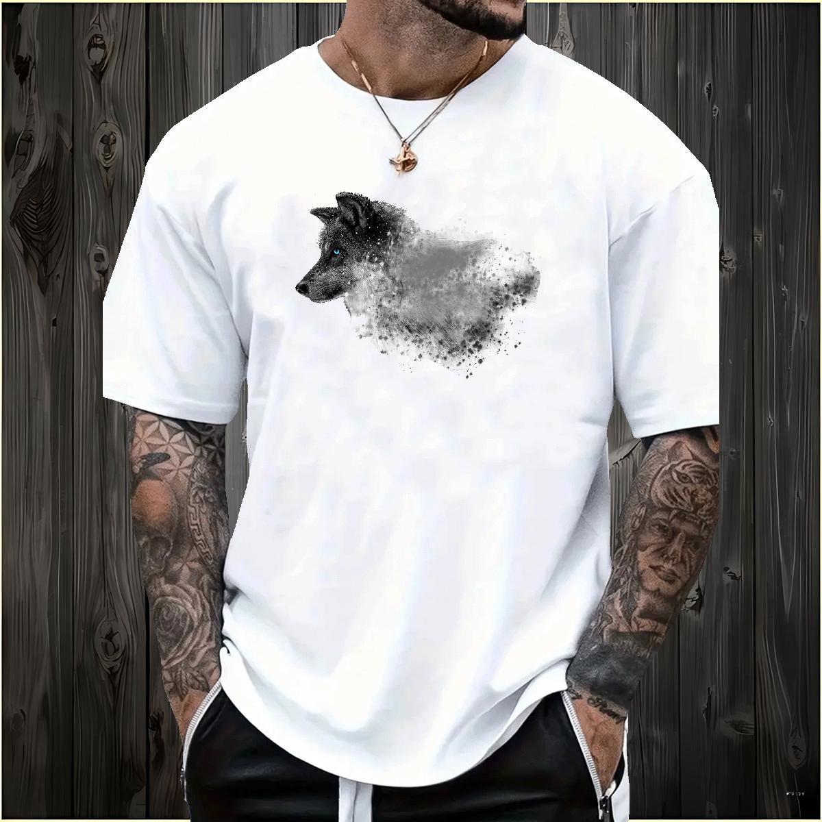 T Shirt For Man 230g 100% Cotton wolf Home Outdoor Breathable Crew Neck Skull Men Tshirts Designer Fashion Cool Design Polos